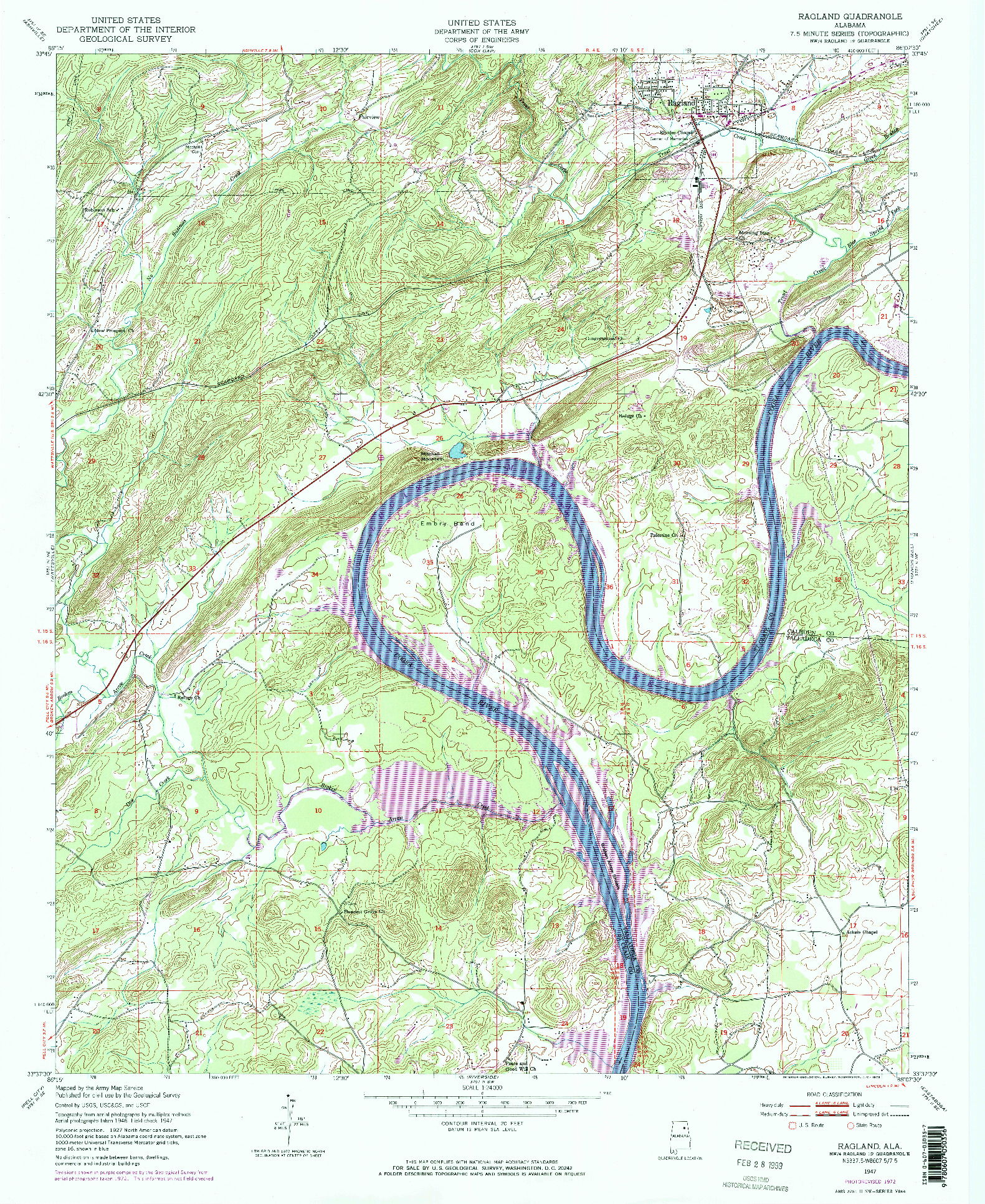 USGS 1:24000-SCALE QUADRANGLE FOR RAGLAND, AL 1947