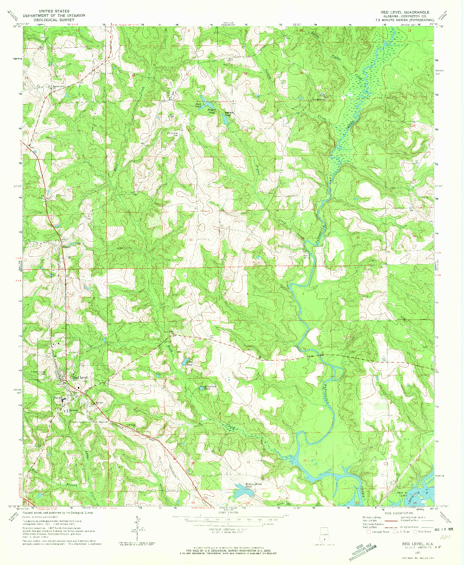 USGS 1:24000-SCALE QUADRANGLE FOR RED LEVEL, AL 1971