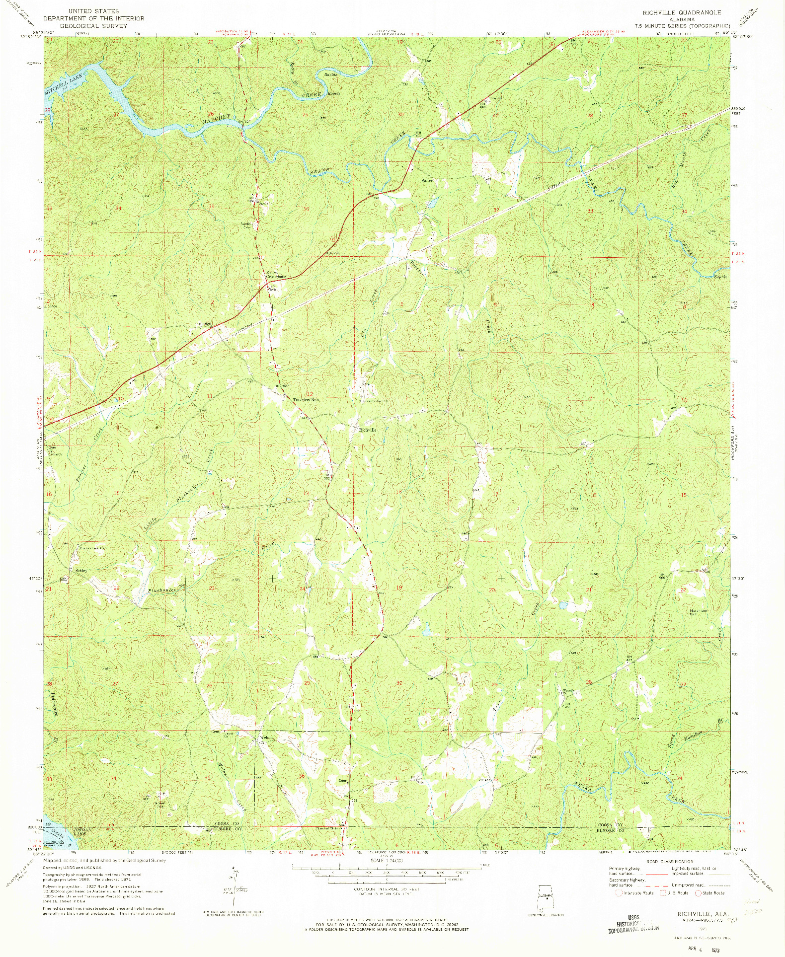 USGS 1:24000-SCALE QUADRANGLE FOR RICHVILLE, AL 1971