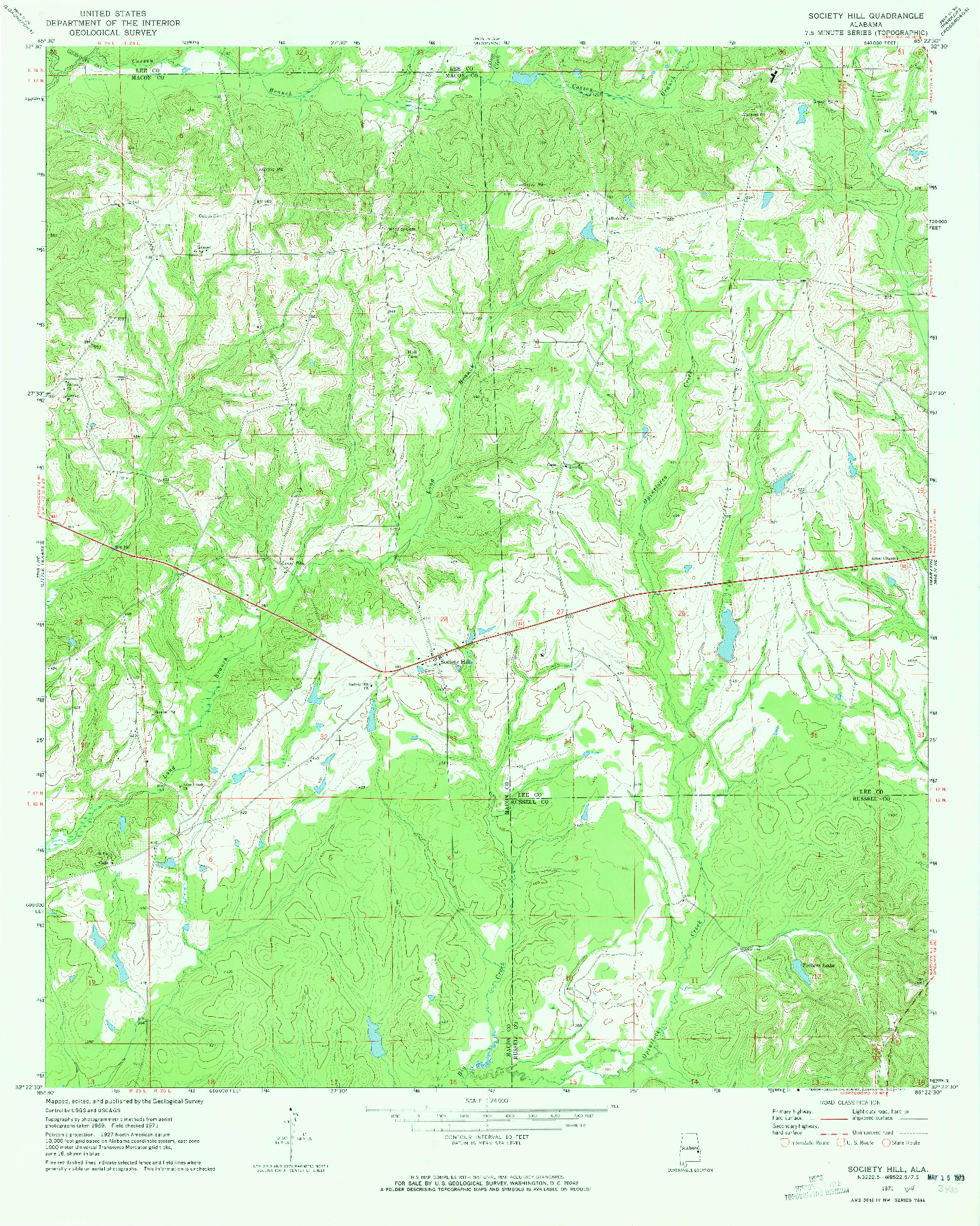 USGS 1:24000-SCALE QUADRANGLE FOR SOCIETY HILL, AL 1971