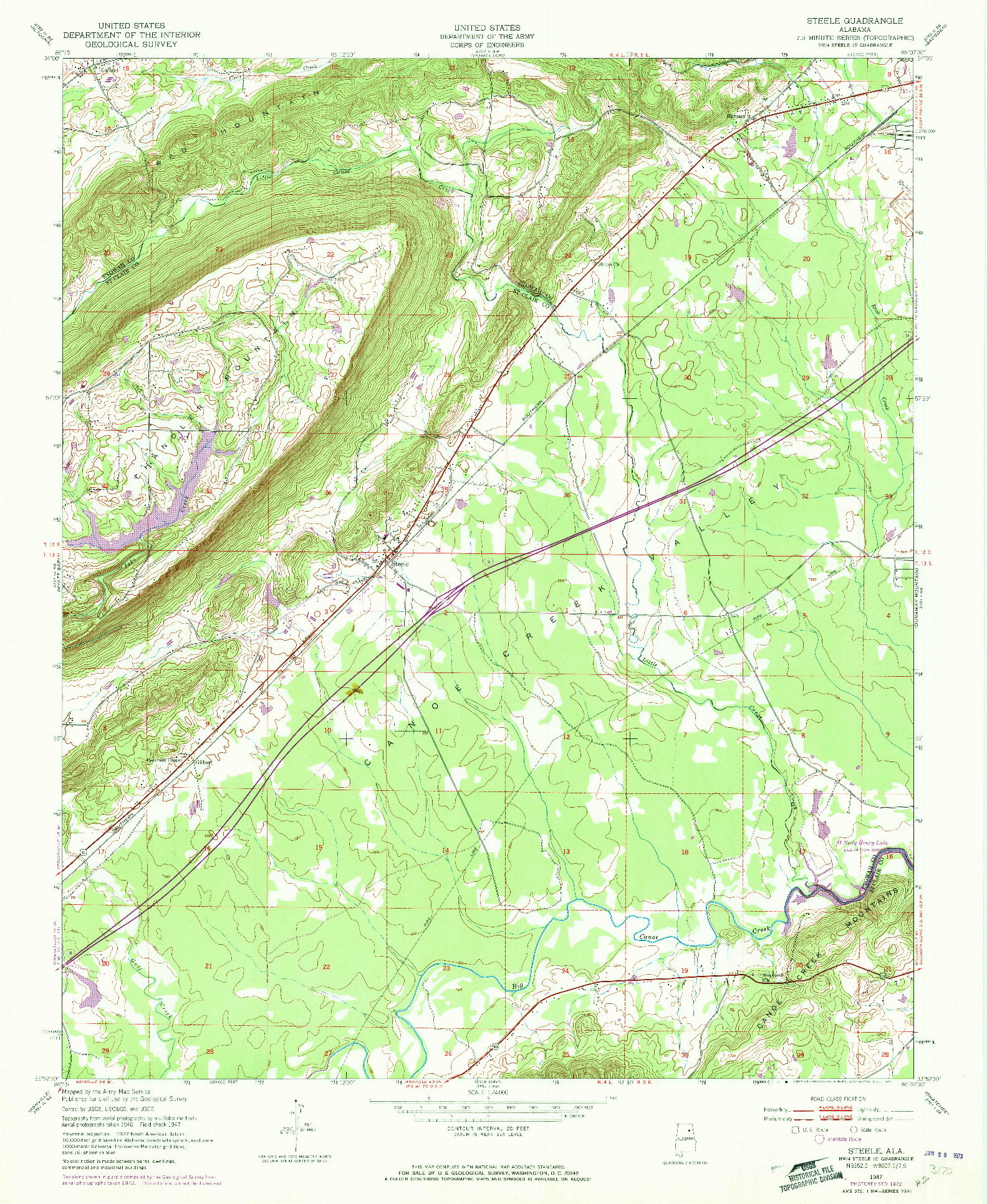 USGS 1:24000-SCALE QUADRANGLE FOR STEELE, AL 1947