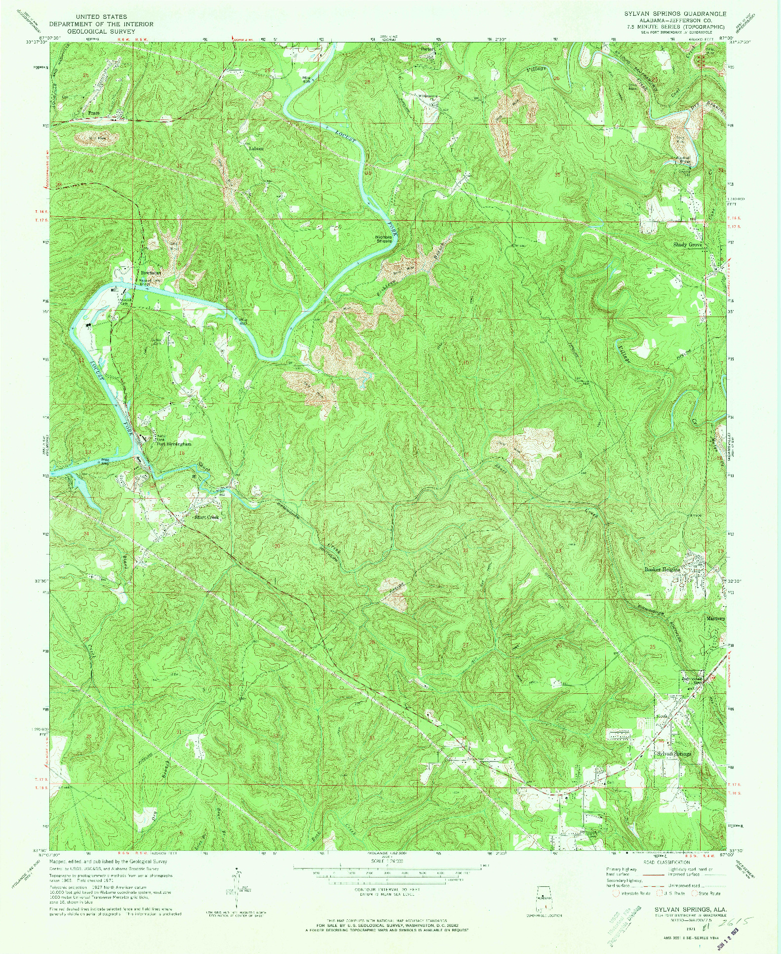 USGS 1:24000-SCALE QUADRANGLE FOR SYLVAN SPRINGS, AL 1971