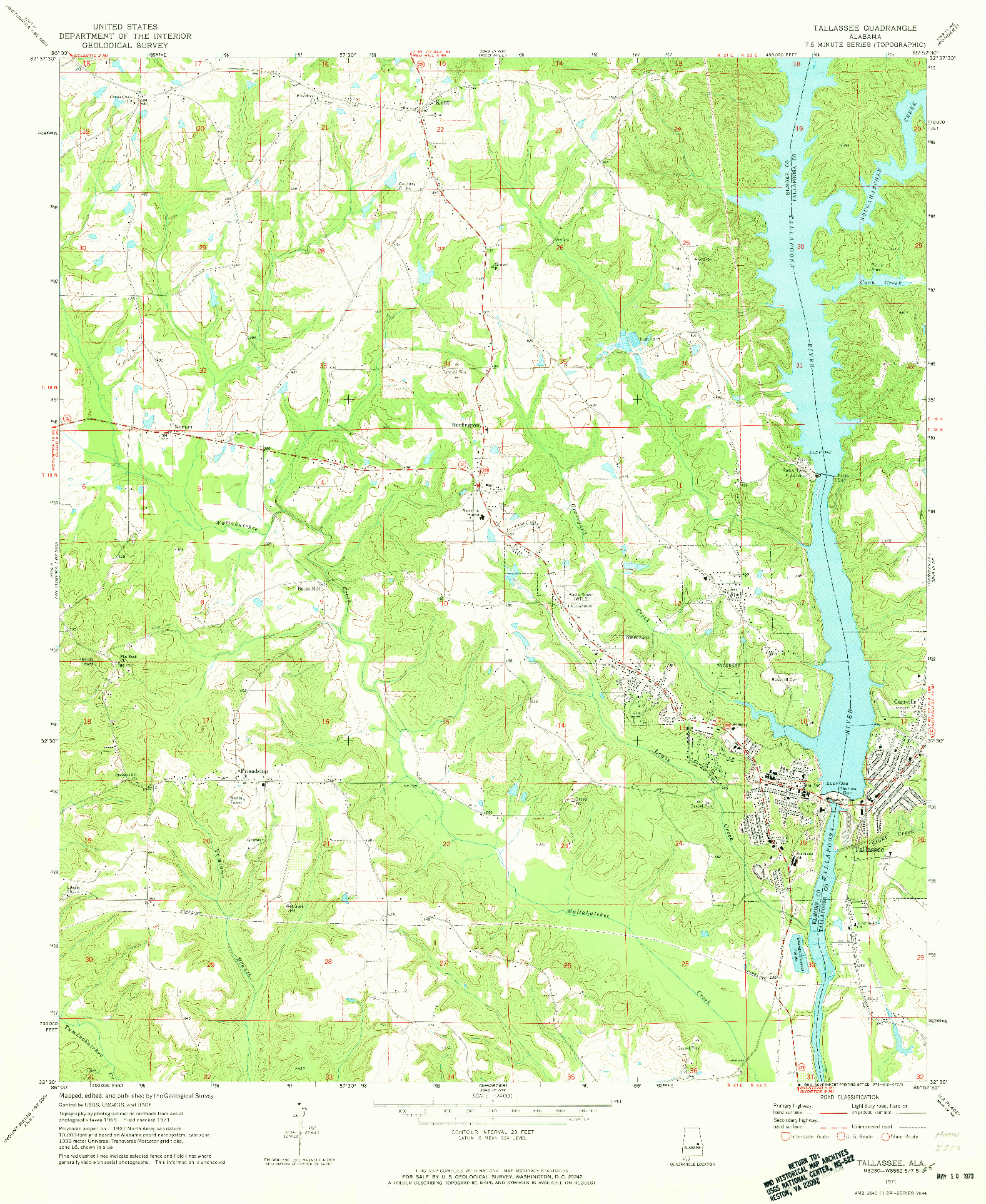 USGS 1:24000-SCALE QUADRANGLE FOR TALLASSEE, AL 1971