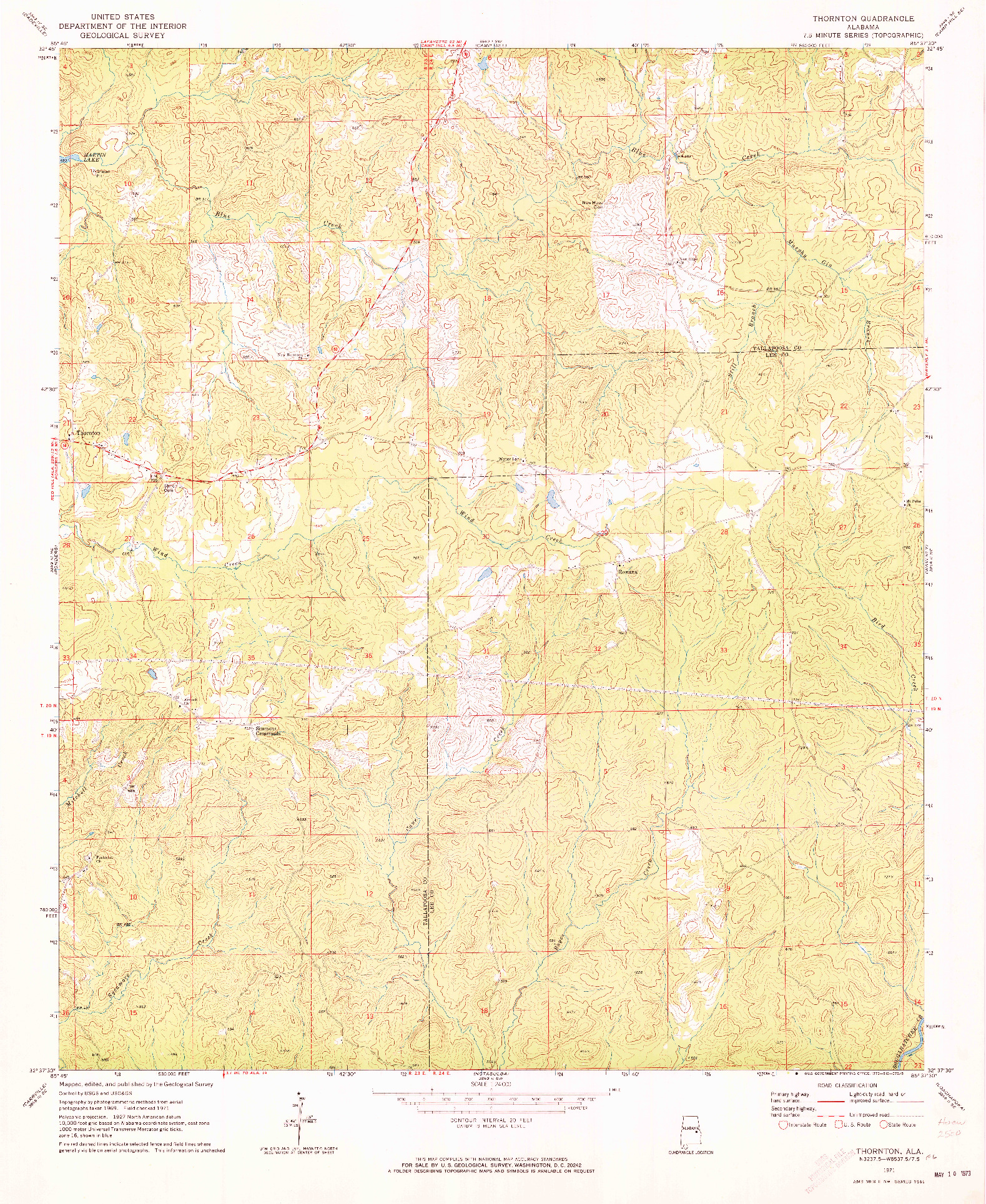 USGS 1:24000-SCALE QUADRANGLE FOR THORNTON, AL 1971