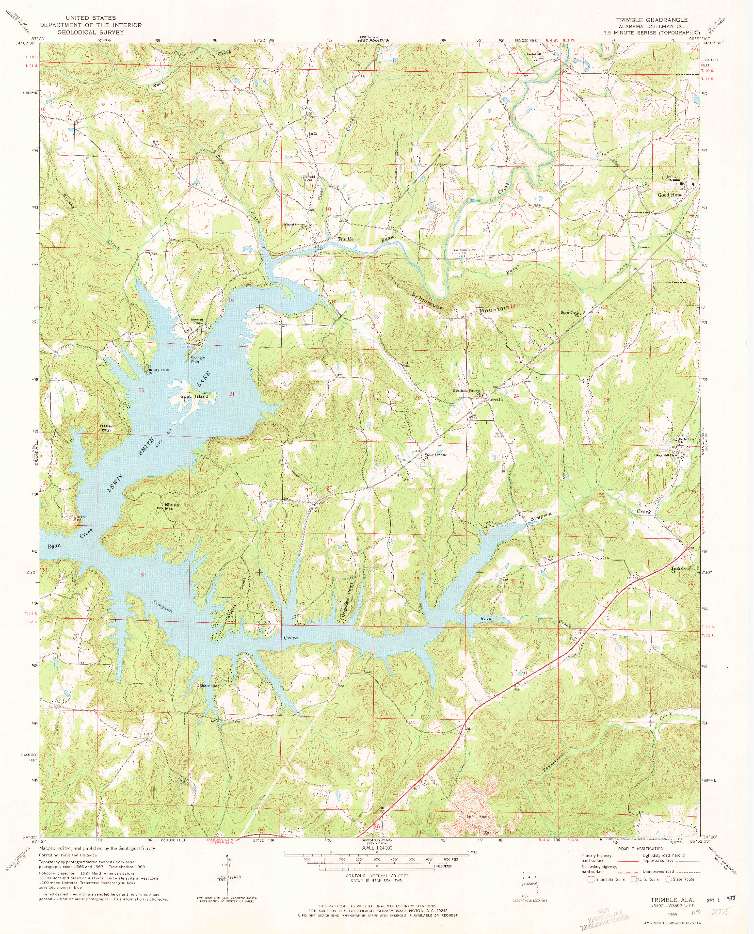 USGS 1:24000-SCALE QUADRANGLE FOR TRIMBLE, AL 1969