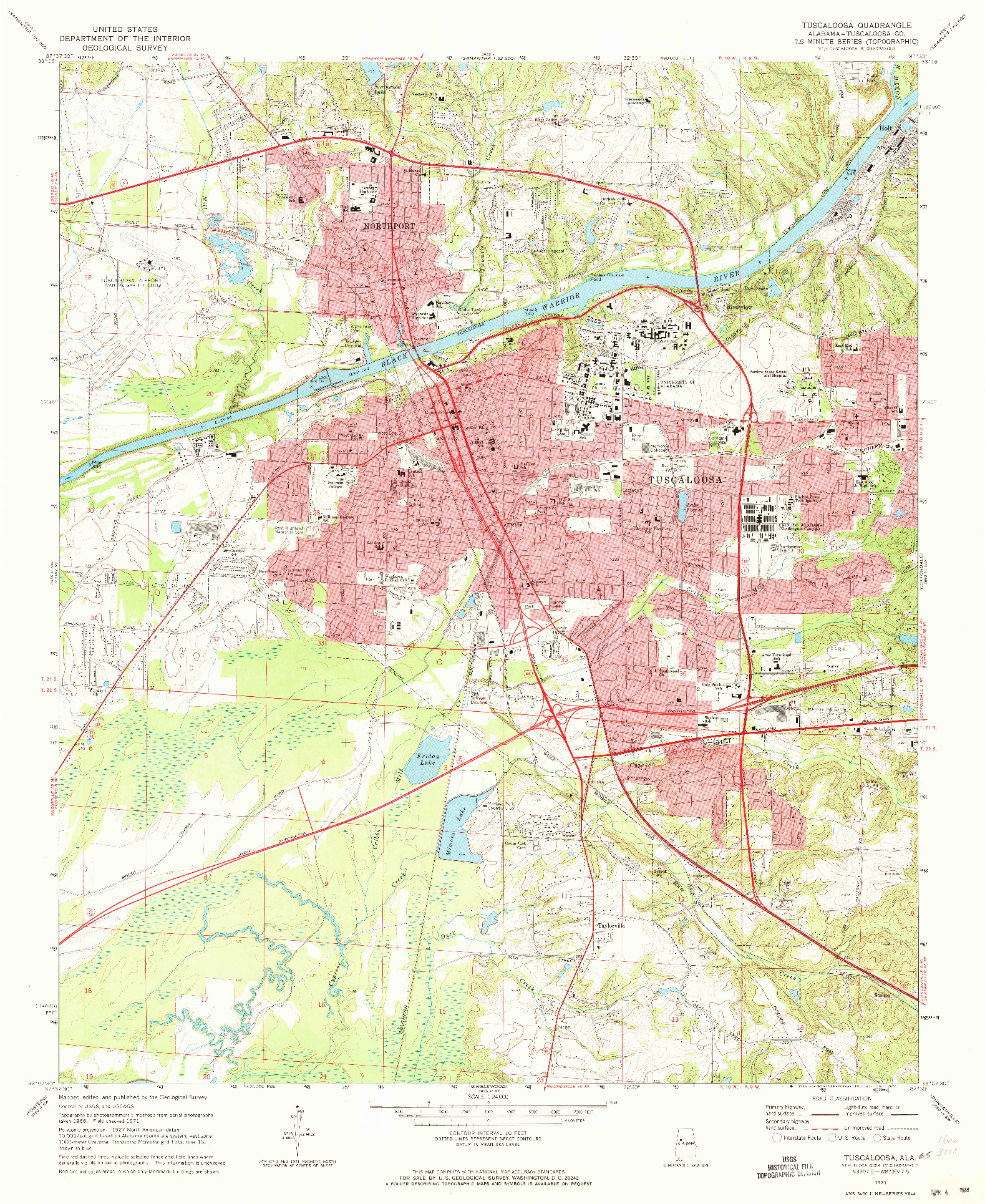 USGS 1:24000-SCALE QUADRANGLE FOR TUSCALOOSA, AL 1971