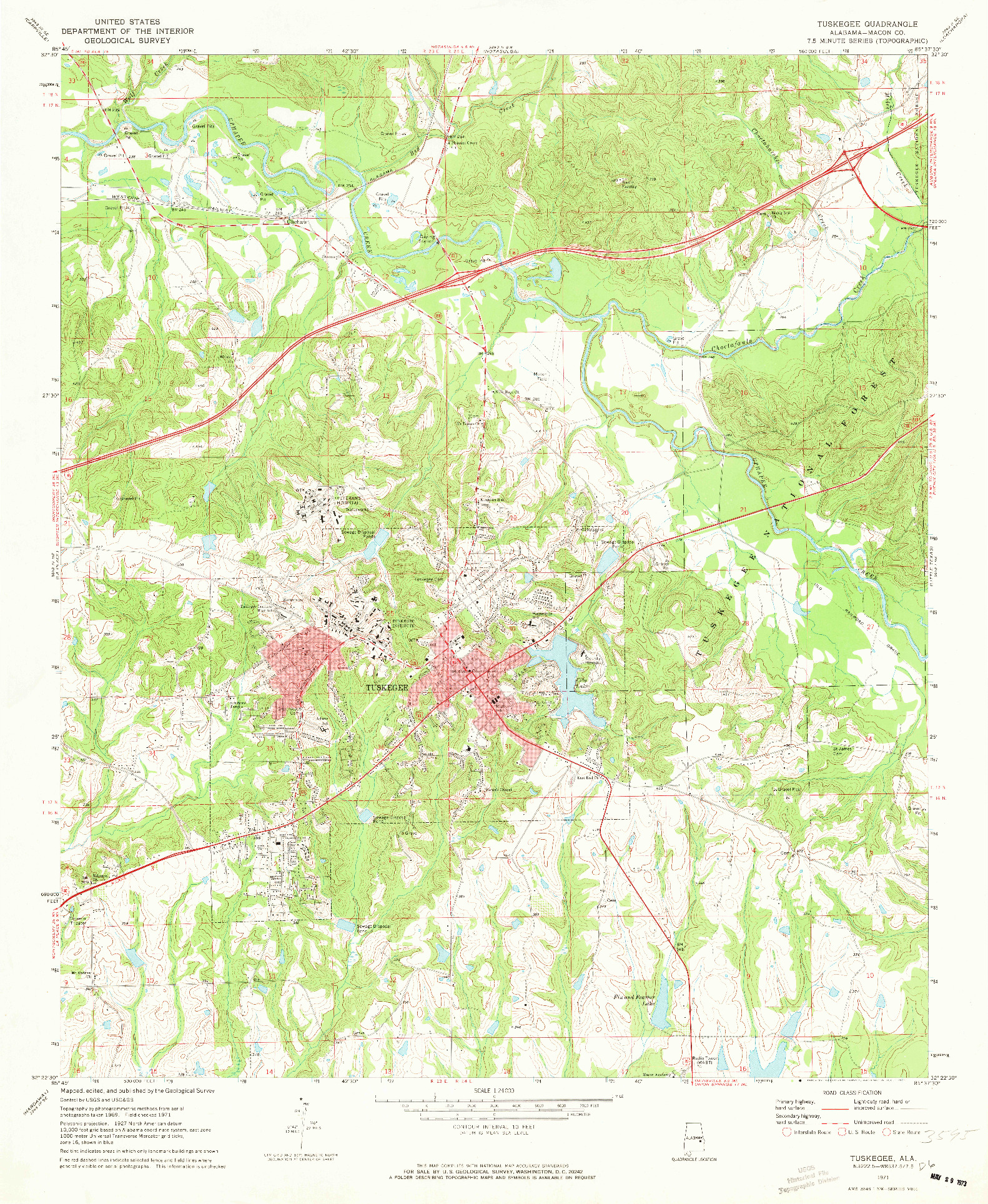 USGS 1:24000-SCALE QUADRANGLE FOR TUSKEGEE, AL 1971