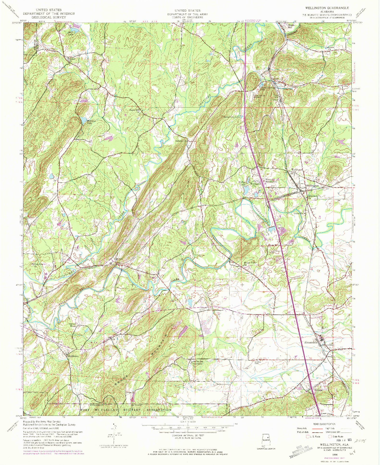USGS 1:24000-SCALE QUADRANGLE FOR WELLINGTON, AL 1956