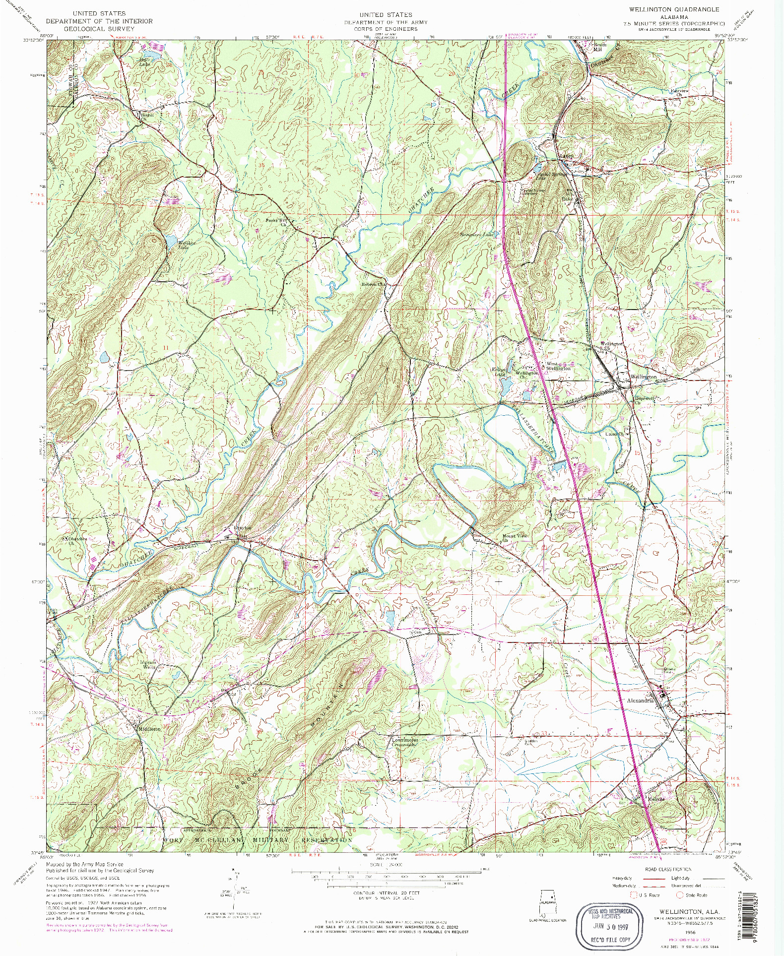 USGS 1:24000-SCALE QUADRANGLE FOR WELLINGTON, AL 1956