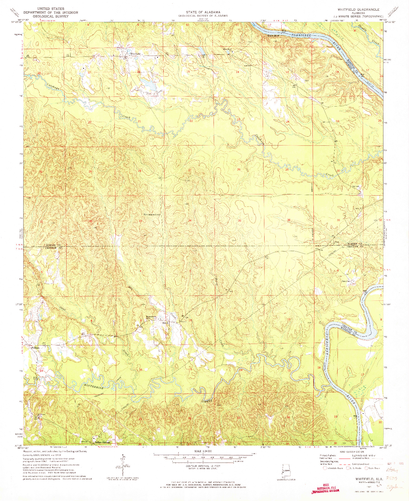 USGS 1:24000-SCALE QUADRANGLE FOR WHITFIELD, AL 1971