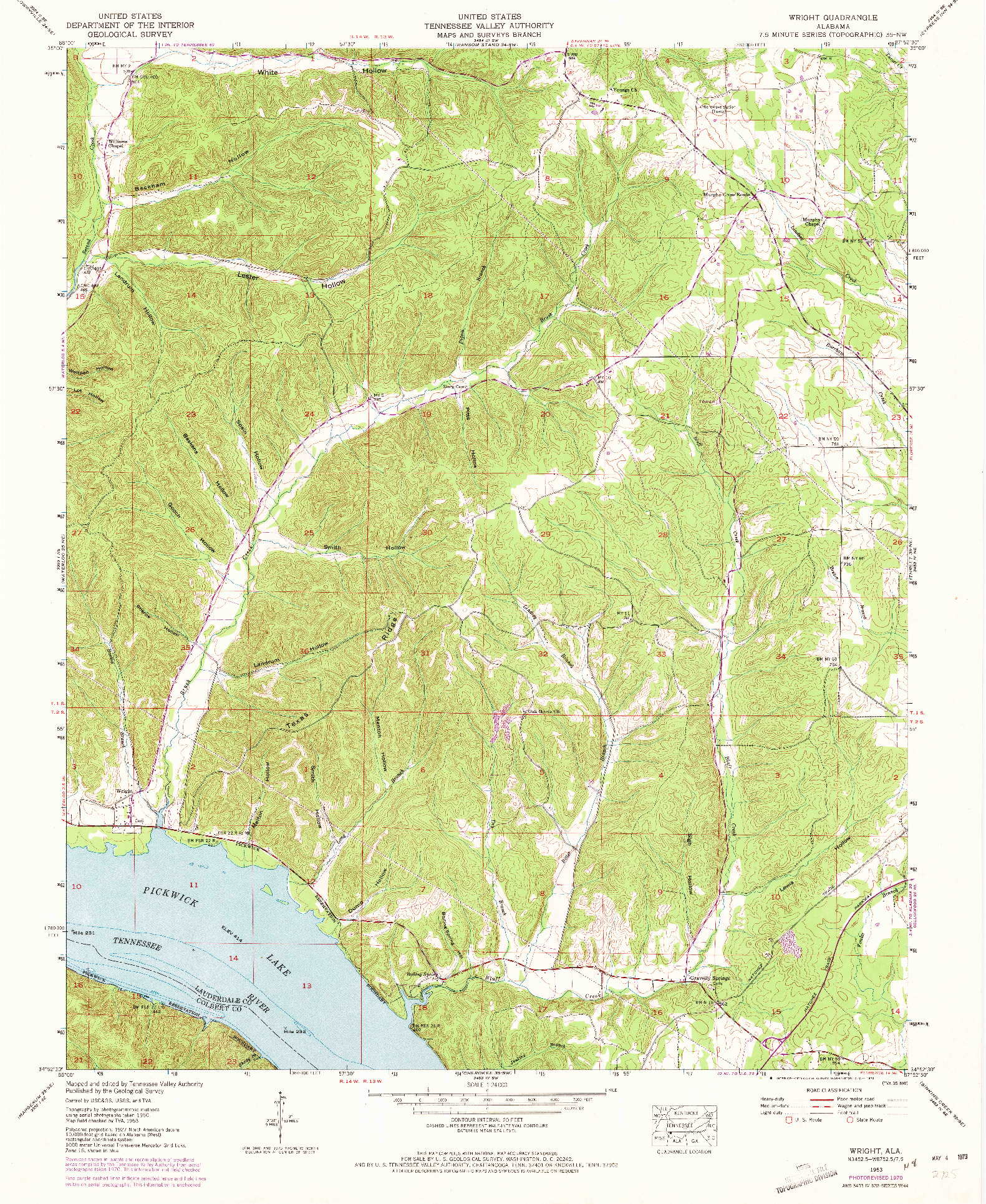 USGS 1:24000-SCALE QUADRANGLE FOR WRIGHT, AL 1953