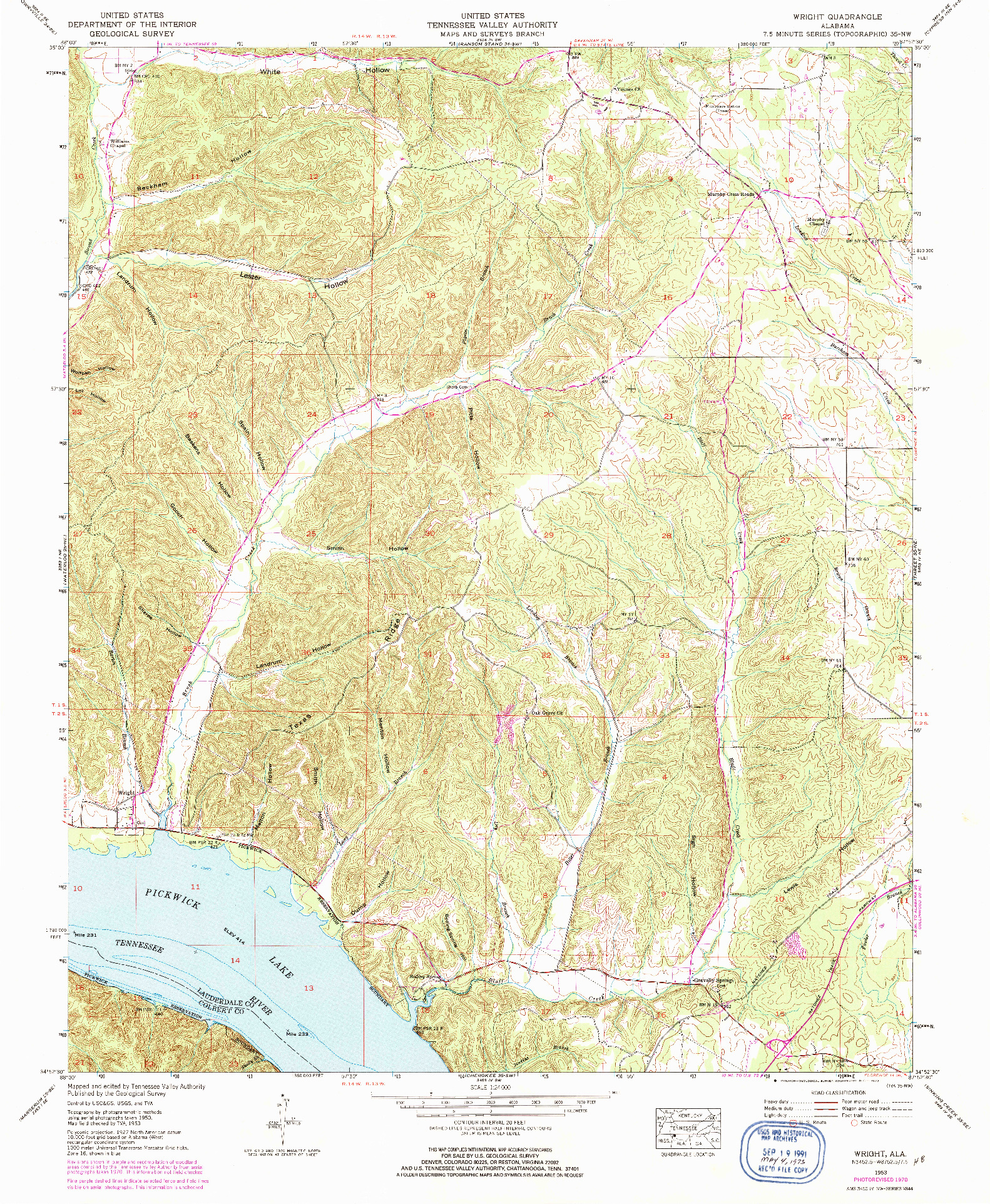 USGS 1:24000-SCALE QUADRANGLE FOR WRIGHT, AL 1953