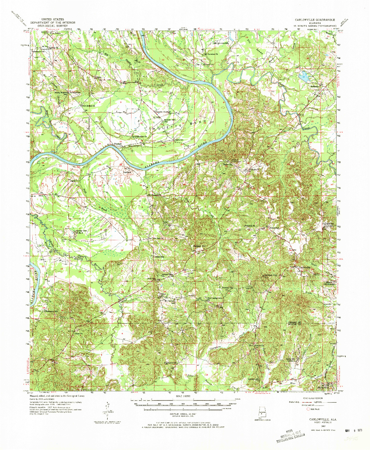 USGS 1:62500-SCALE QUADRANGLE FOR CARLOWVILLE, AL 1957