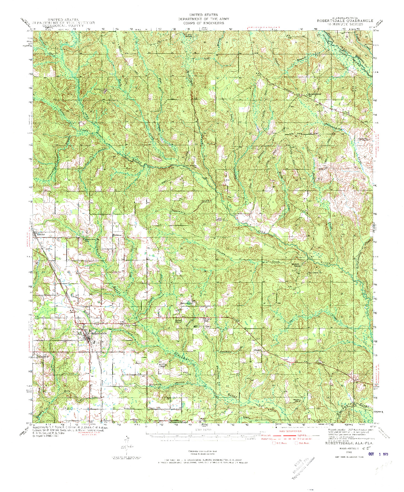 USGS 1:62500-SCALE QUADRANGLE FOR ROBERTSDALE, AL 1941