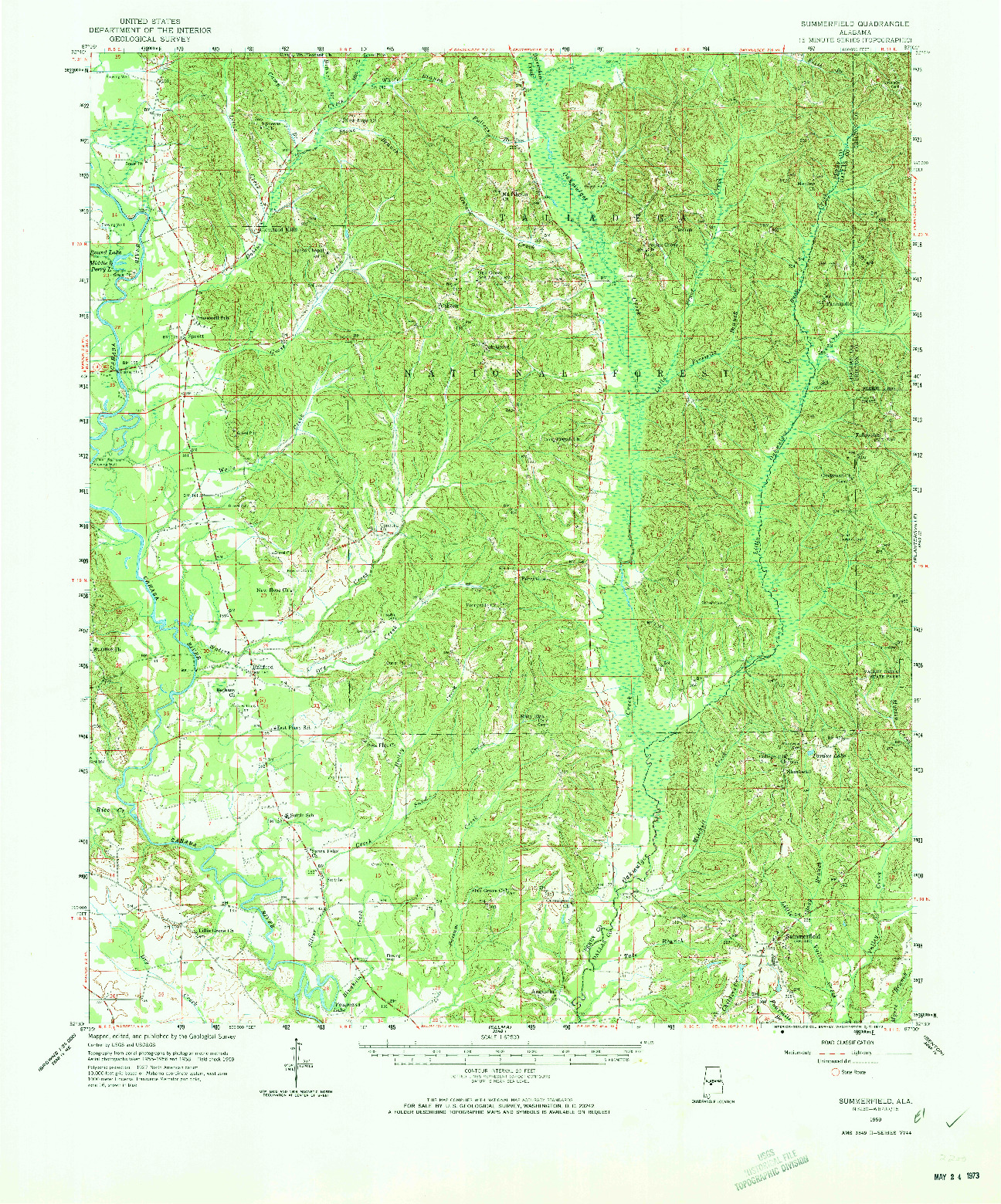 USGS 1:62500-SCALE QUADRANGLE FOR SUMMERFIELD, AL 1959