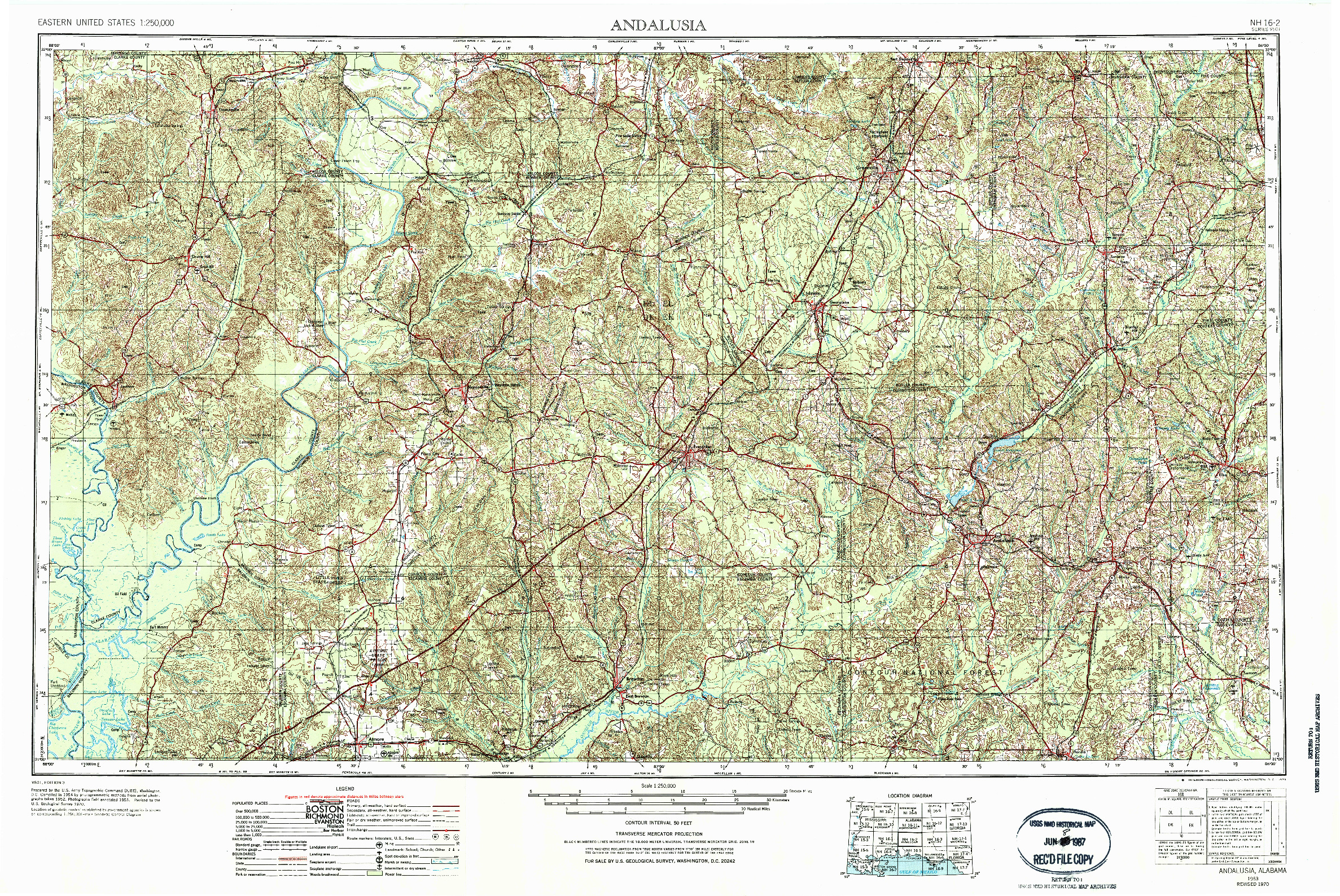 USGS 1:250000-SCALE QUADRANGLE FOR ANDALUSIA, AL 1953
