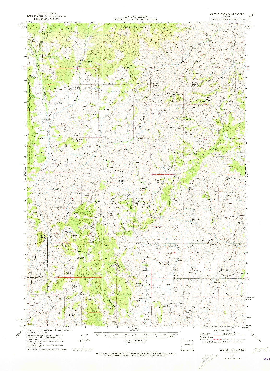 USGS 1:62500-SCALE QUADRANGLE FOR CASTLE ROCK, OR 1970