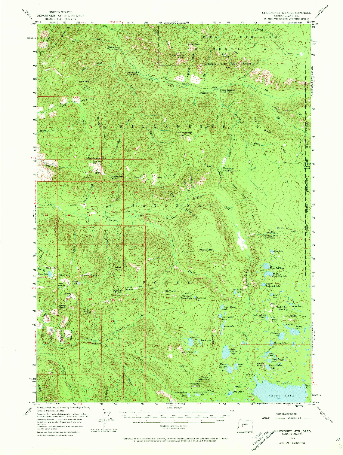 USGS 1:62500-SCALE QUADRANGLE FOR CHUCKSNEY MTN, OR 1955