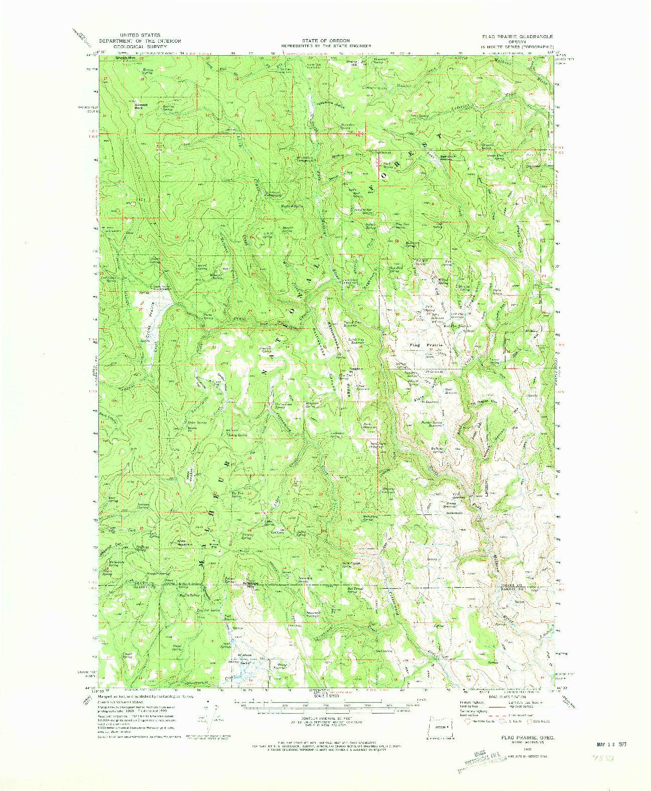 USGS 1:62500-SCALE QUADRANGLE FOR FLAG PRAIRIE, OR 1970