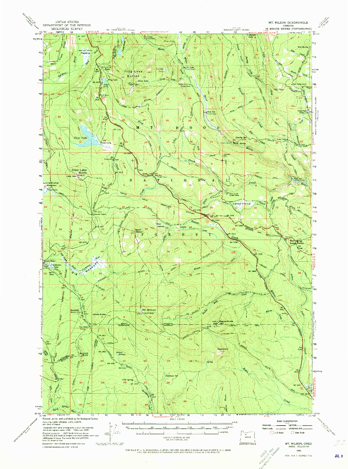 USGS 1:62500-SCALE QUADRANGLE FOR MT. WILSON, OR 1956