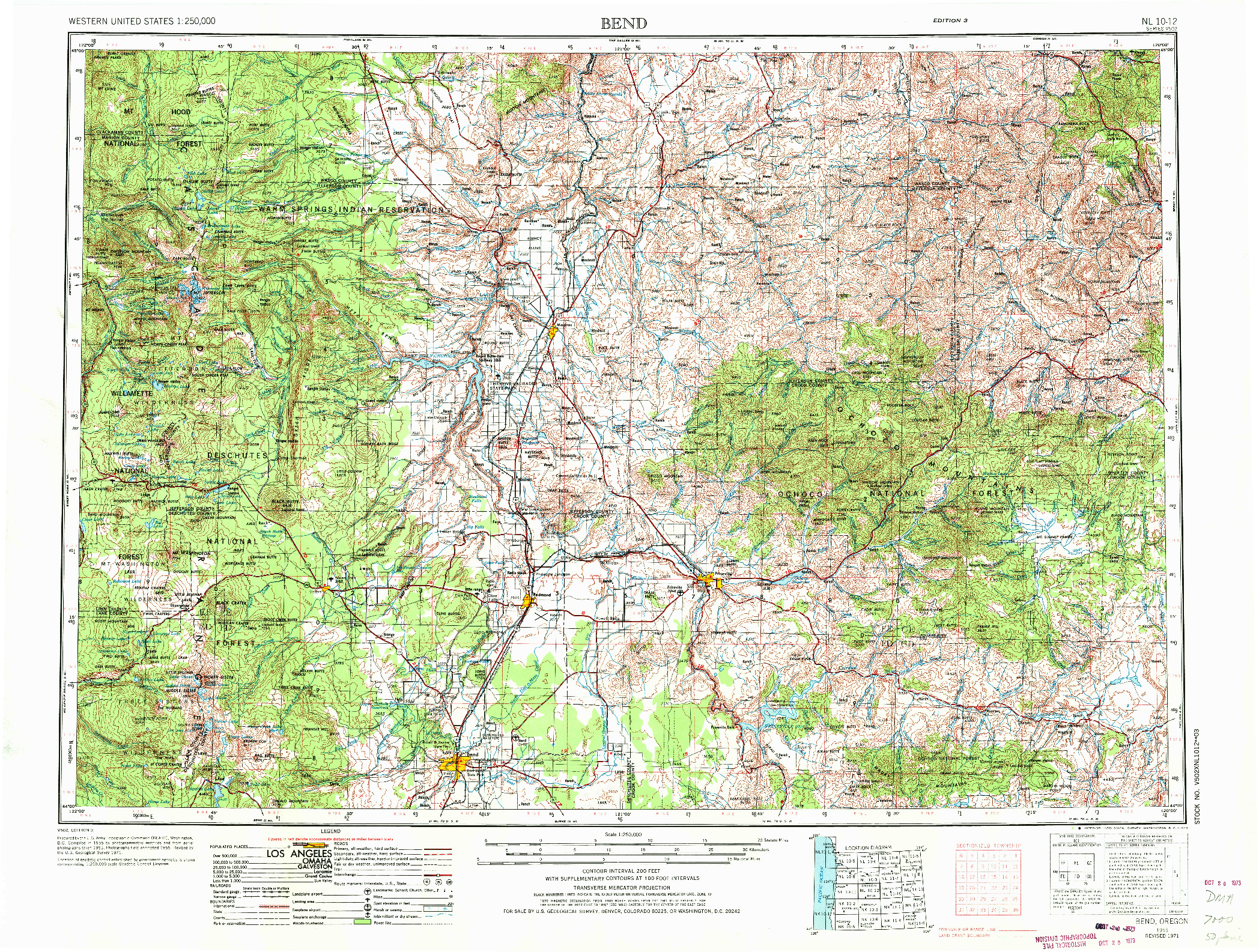 USGS 1:250000-SCALE QUADRANGLE FOR BEND, OR 1955