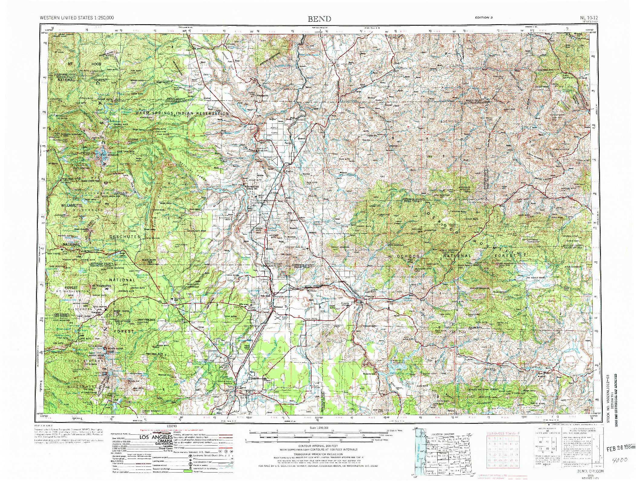 USGS 1:250000-SCALE QUADRANGLE FOR BEND, OR 1955