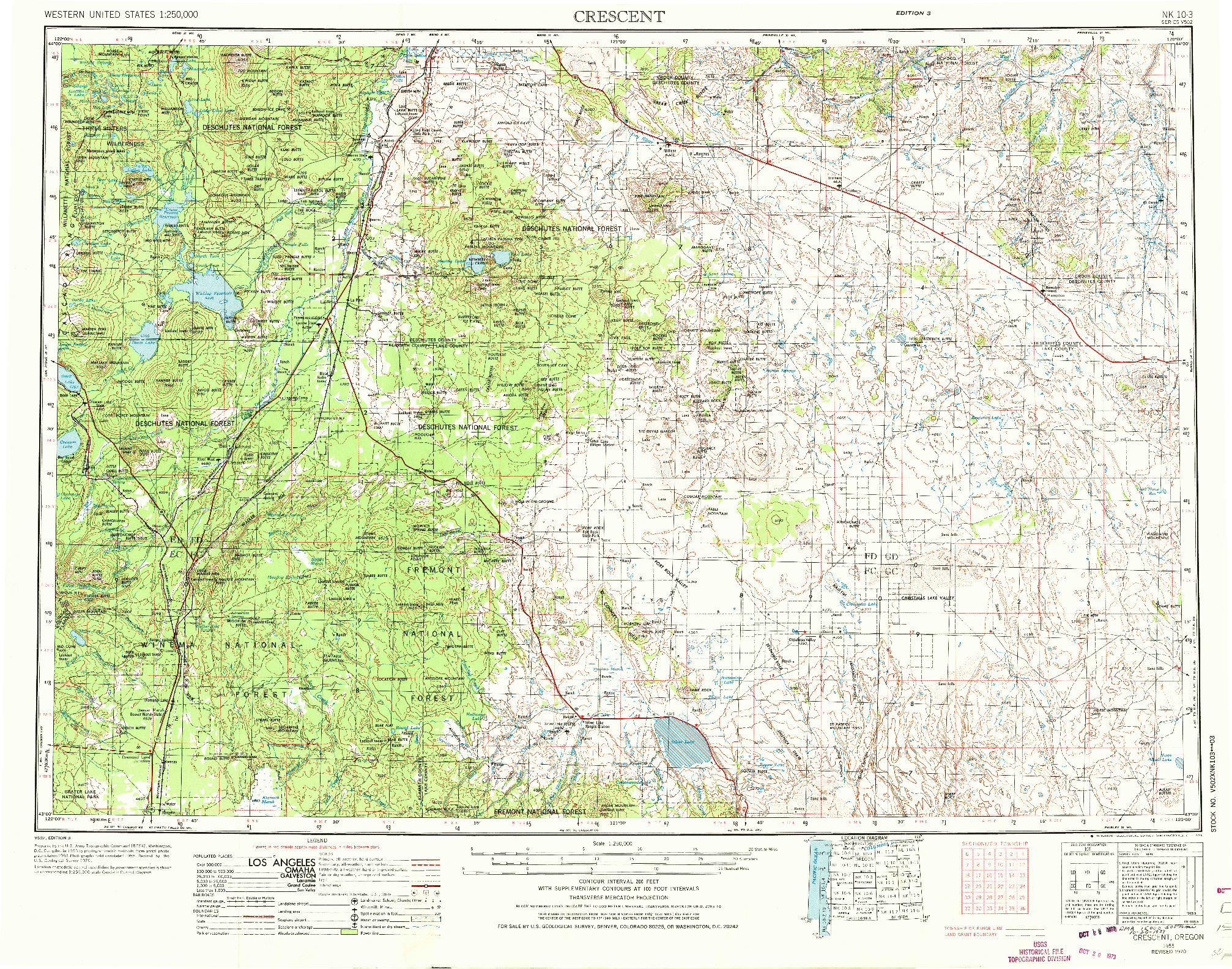 USGS 1:250000-SCALE QUADRANGLE FOR CRESCENT, OR 1970