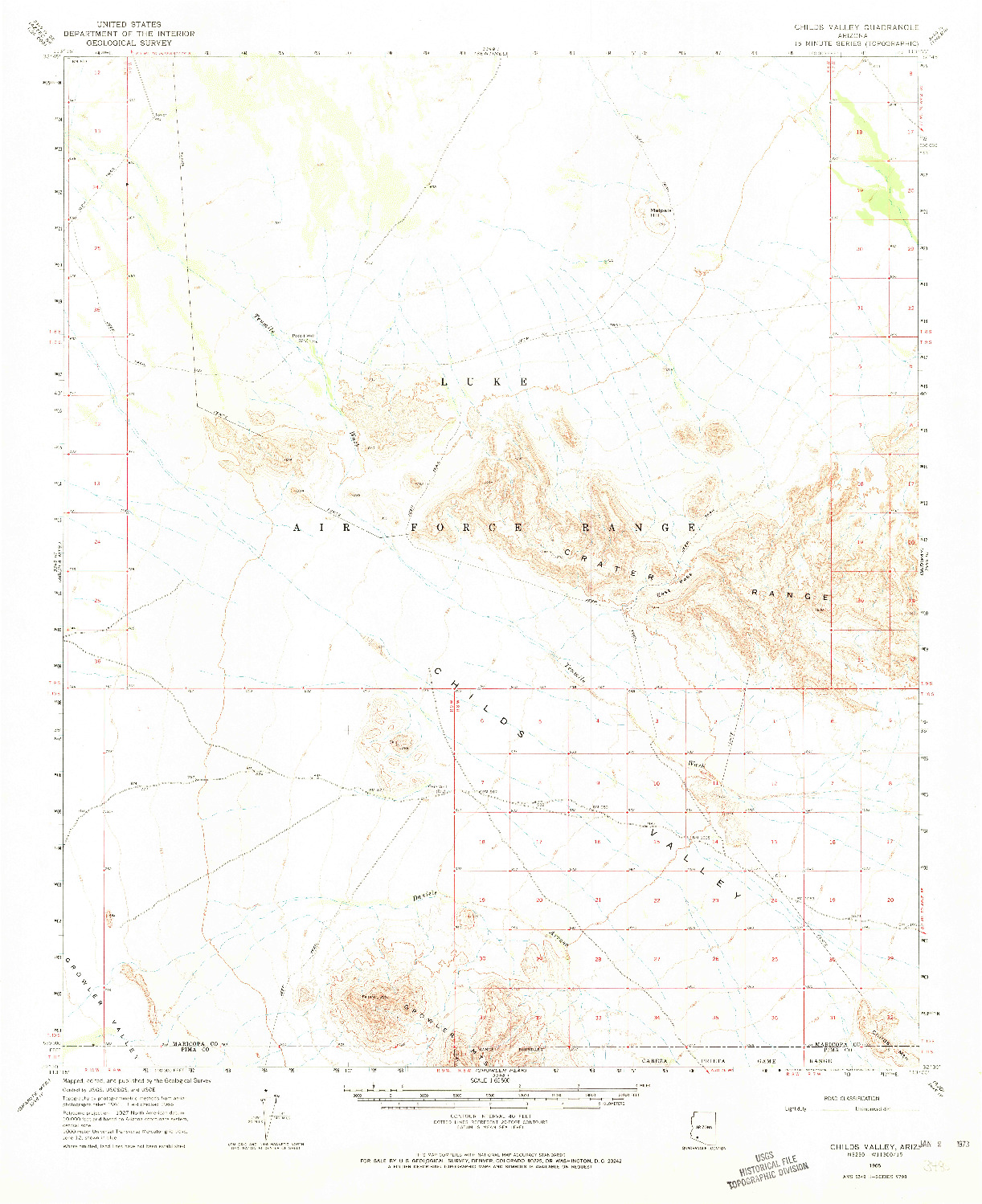 USGS 1:62500-SCALE QUADRANGLE FOR CHILDS VALLEY, AZ 1965