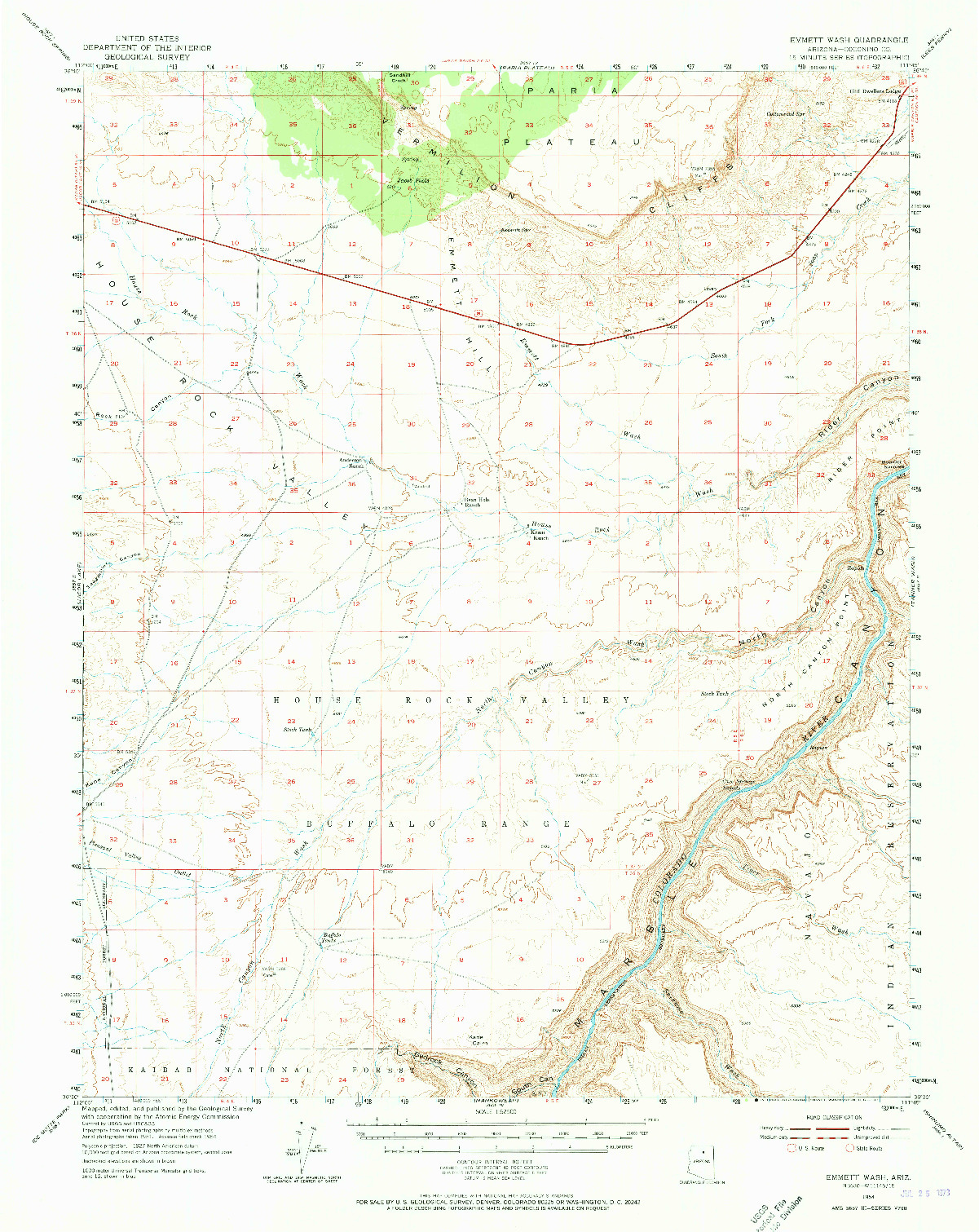 USGS 1:62500-SCALE QUADRANGLE FOR EMMETT WASH, AZ 1954