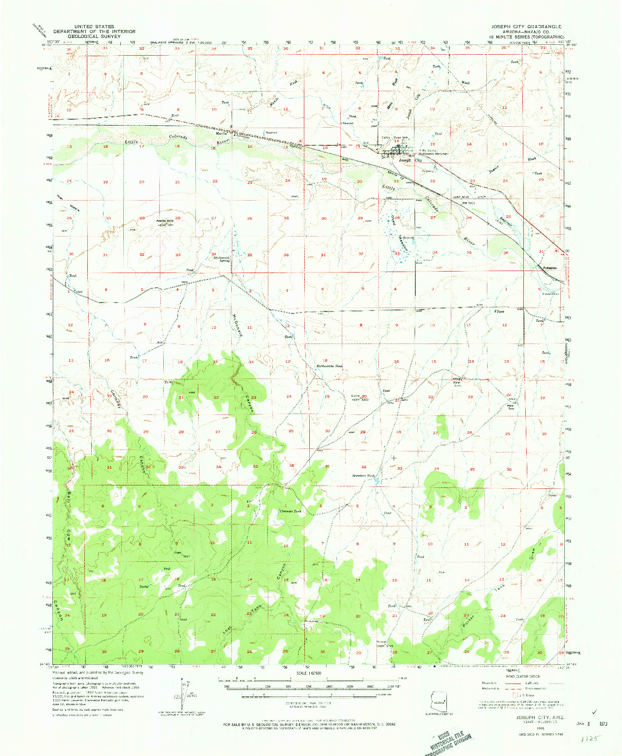 USGS 1:62500-SCALE QUADRANGLE FOR JOSEPH CITY, AZ 1955