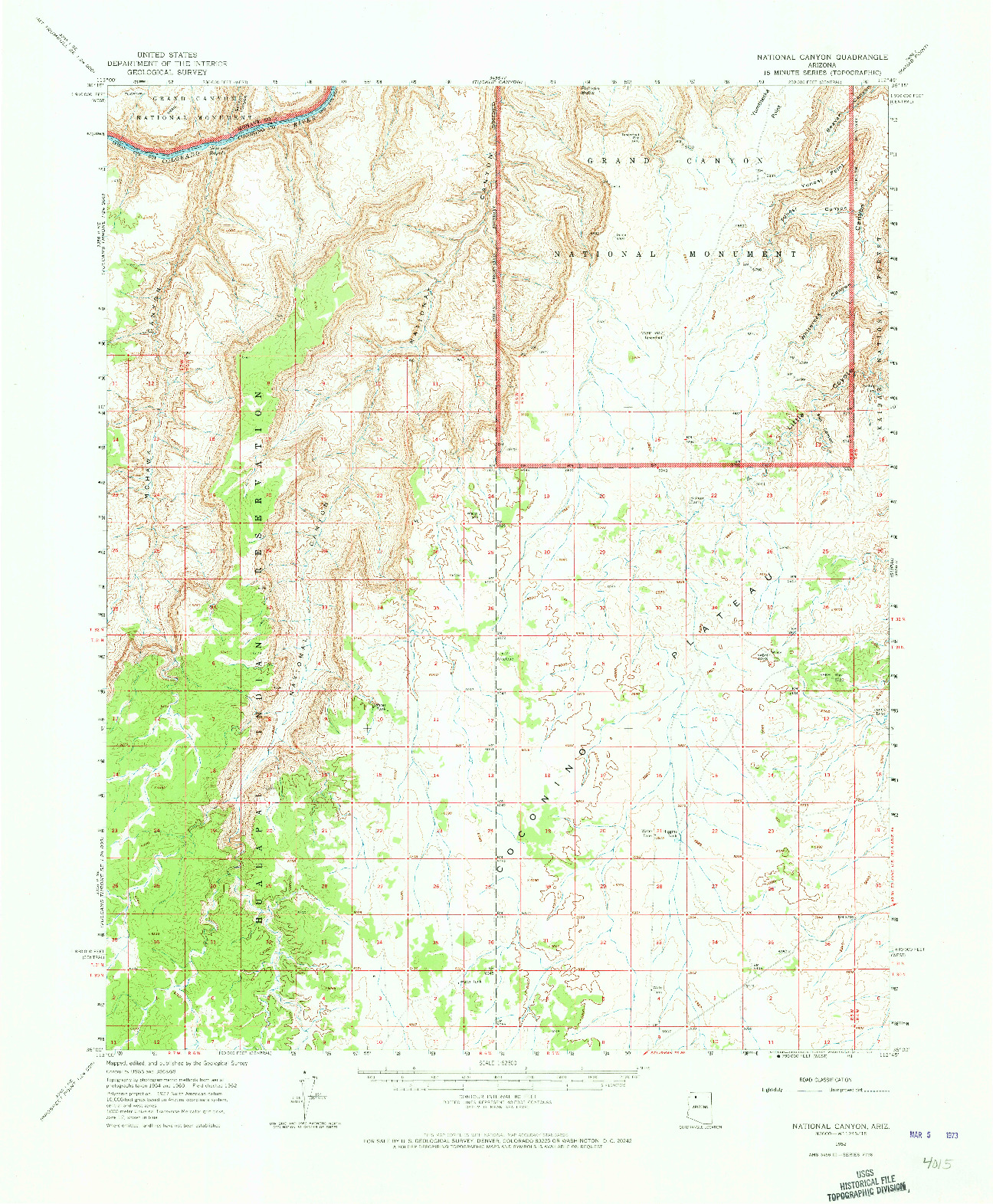 USGS 1:62500-SCALE QUADRANGLE FOR NATIONAL CANYON, AZ 1962