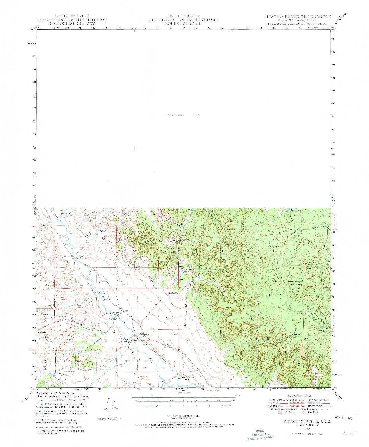 USGS 1:62500-SCALE QUADRANGLE FOR PICACHO BUTTE, AZ 1947