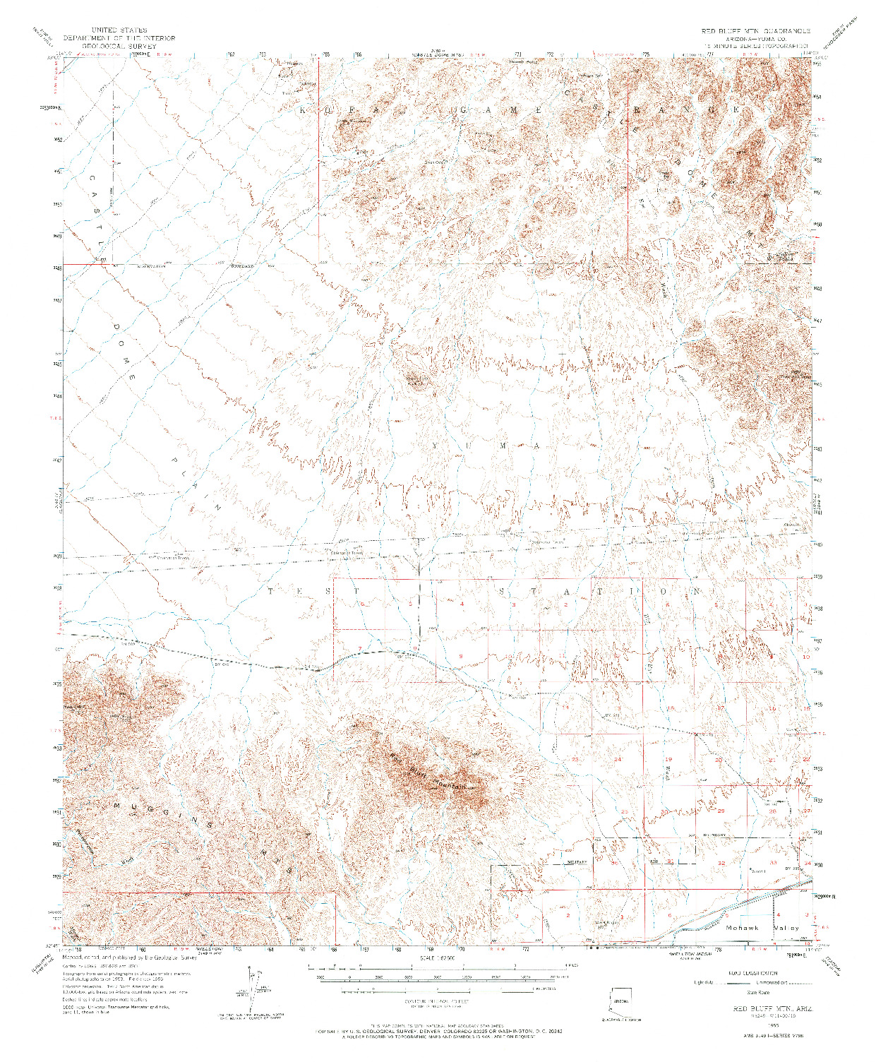 USGS 1:62500-SCALE QUADRANGLE FOR RED BLUFF MTN, AZ 1955