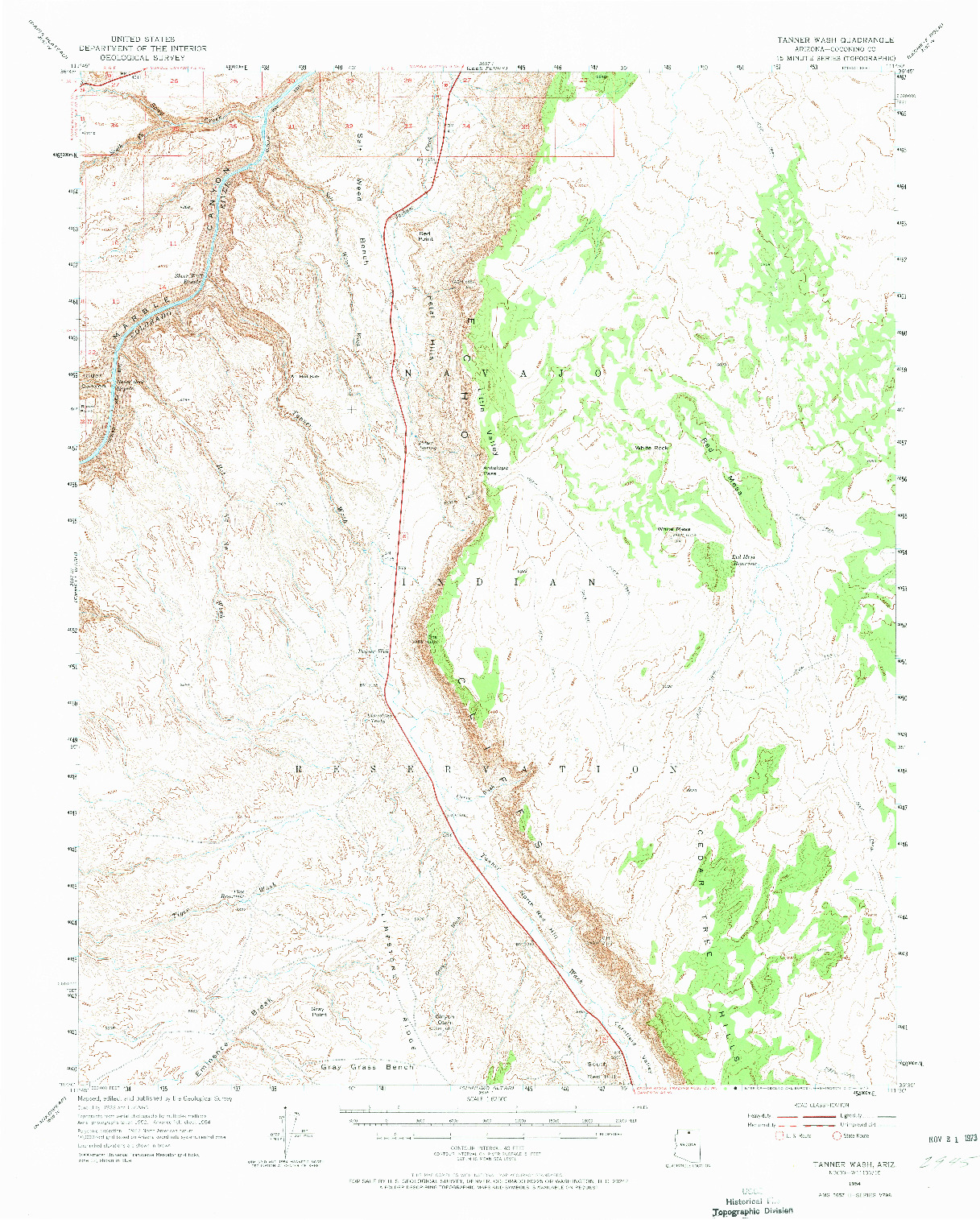 USGS 1:62500-SCALE QUADRANGLE FOR TANNER WASH, AZ 1954