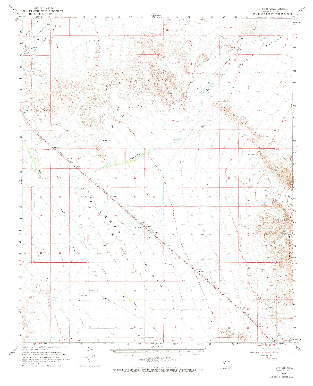 USGS 1:62500-SCALE QUADRANGLE FOR UTTING, AZ 1962