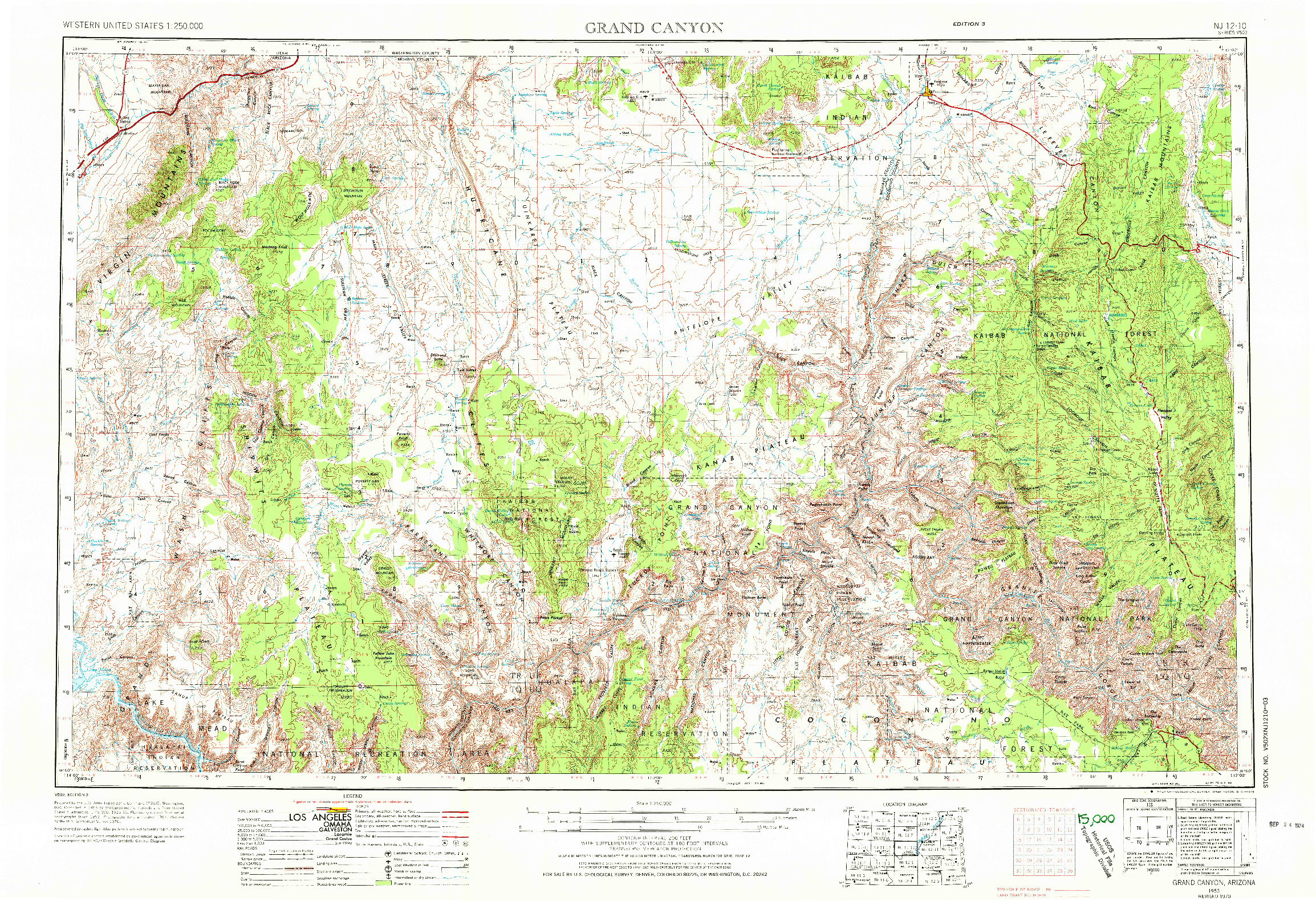 USGS 1:250000-SCALE QUADRANGLE FOR GRAND CANYON, AZ 1953