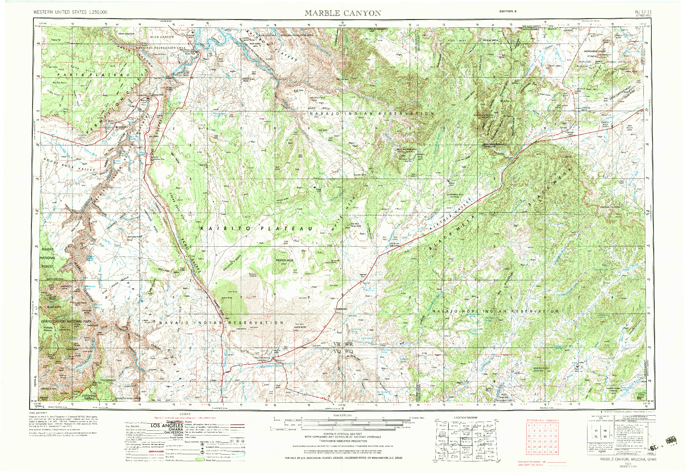 USGS 1:250000-SCALE QUADRANGLE FOR MARBLE CANYON, AZ 1956
