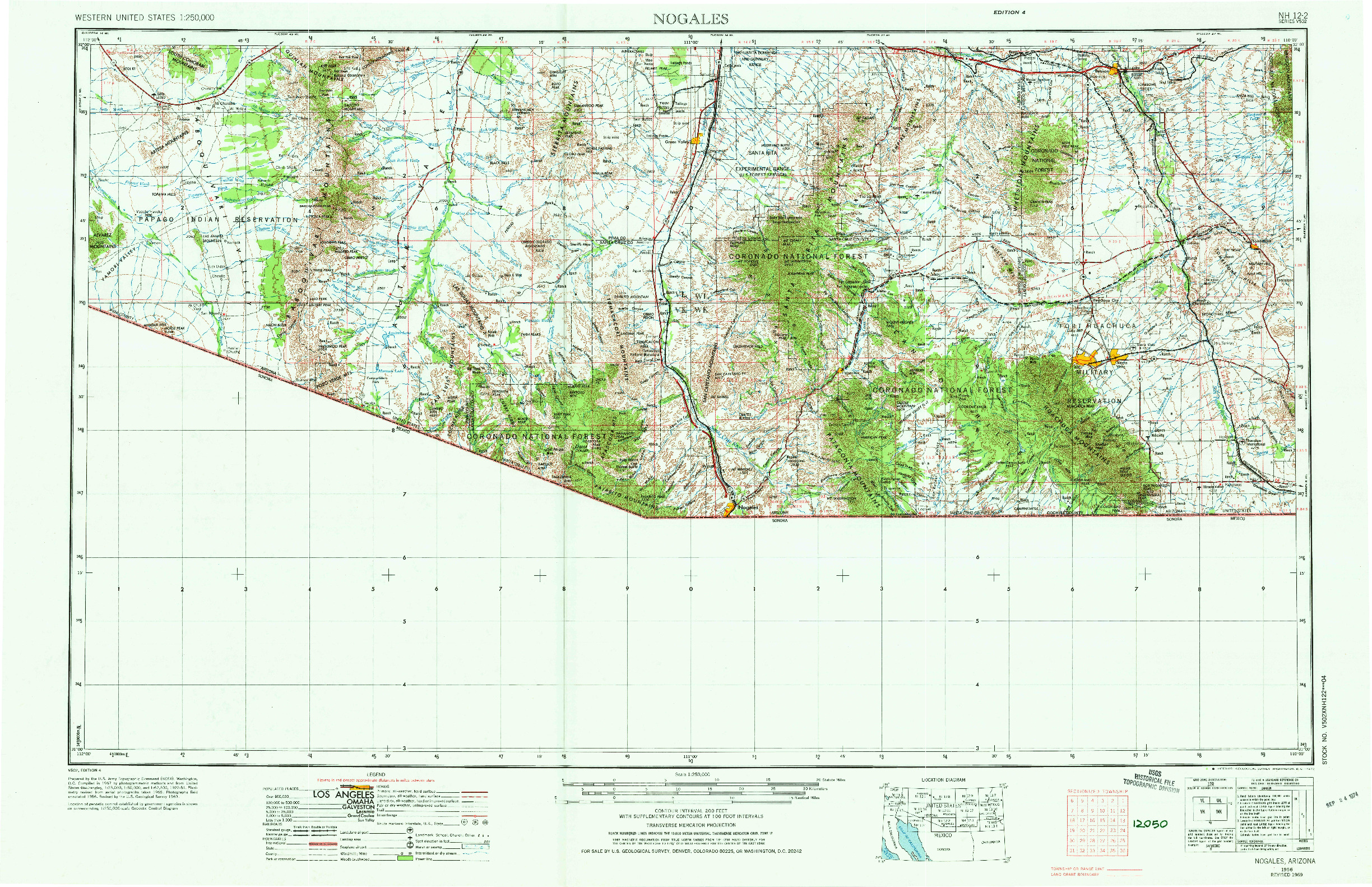 USGS 1:250000-SCALE QUADRANGLE FOR NOGALES, AZ 1956