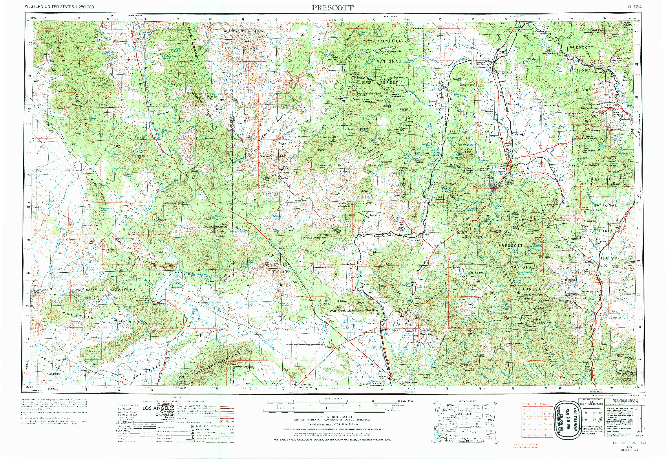 USGS 1:250000-SCALE QUADRANGLE FOR PRESCOTT, AZ 1954