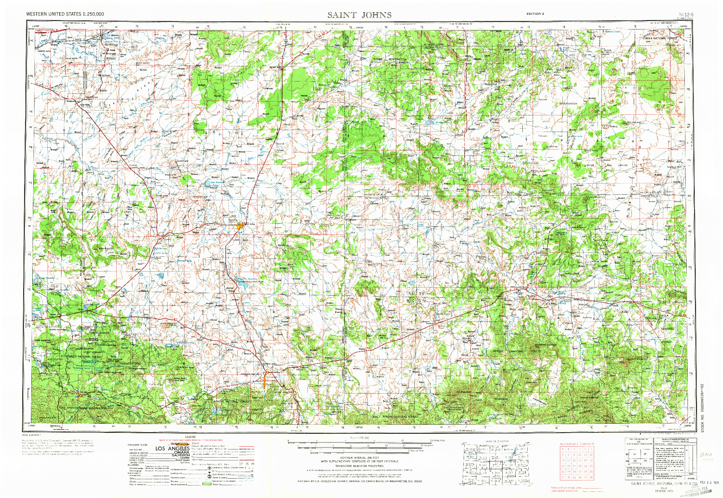 USGS 1:250000-SCALE QUADRANGLE FOR SAINT JOHNS, AZ 1954