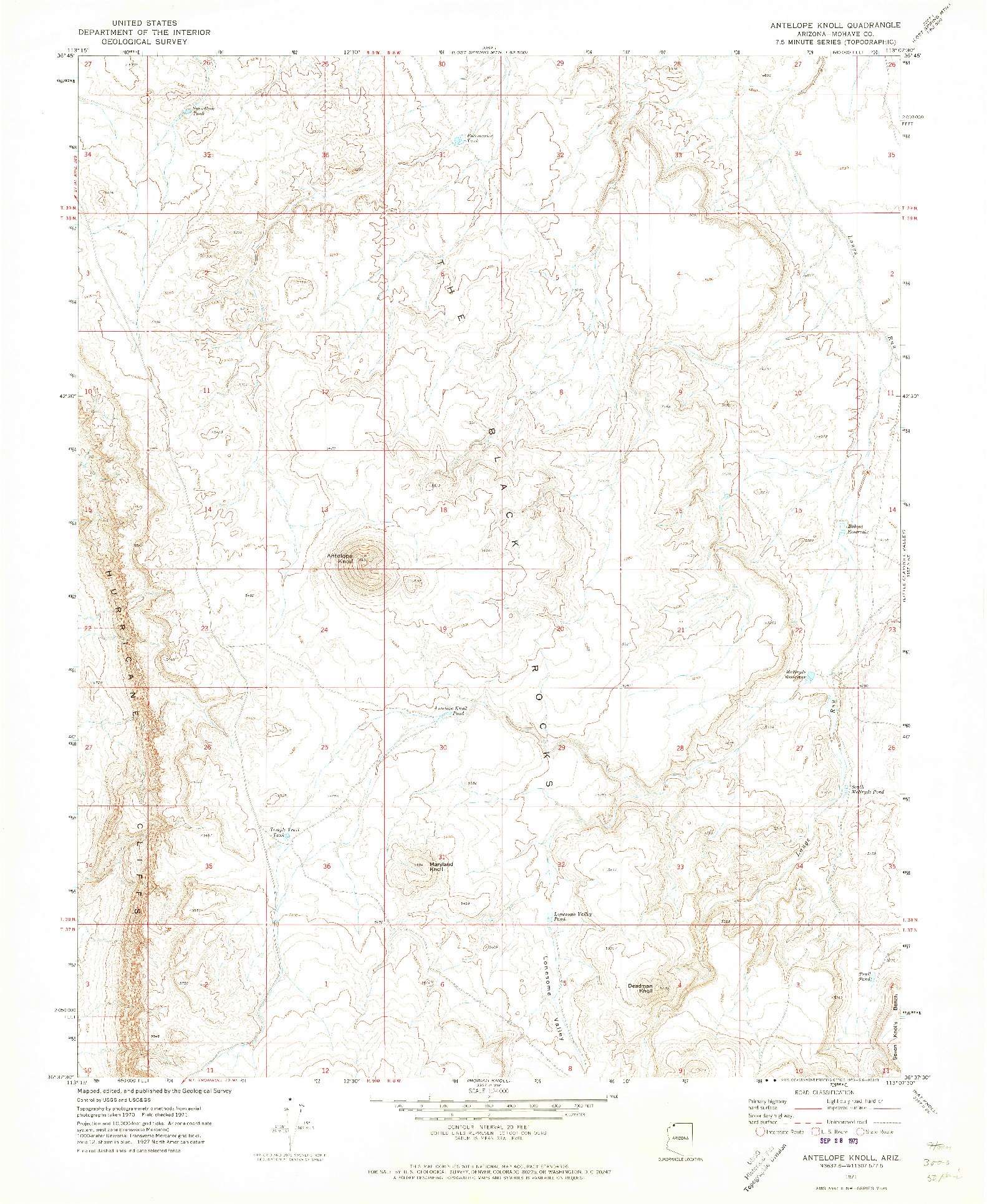 USGS 1:24000-SCALE QUADRANGLE FOR ANTELOPE KNOLL, AZ 1971