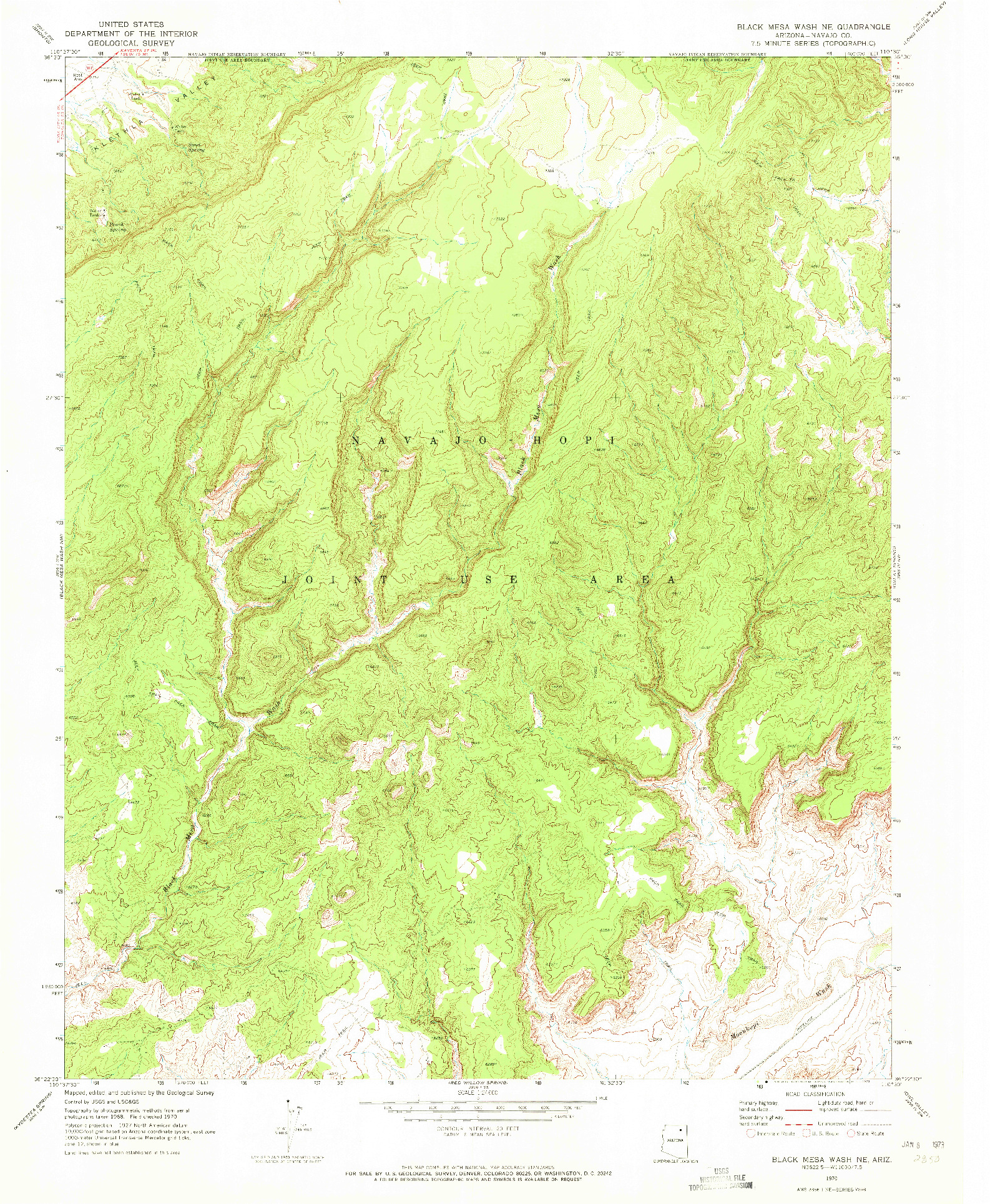 USGS 1:24000-SCALE QUADRANGLE FOR BLACK MESA WASH NE, AZ 1970