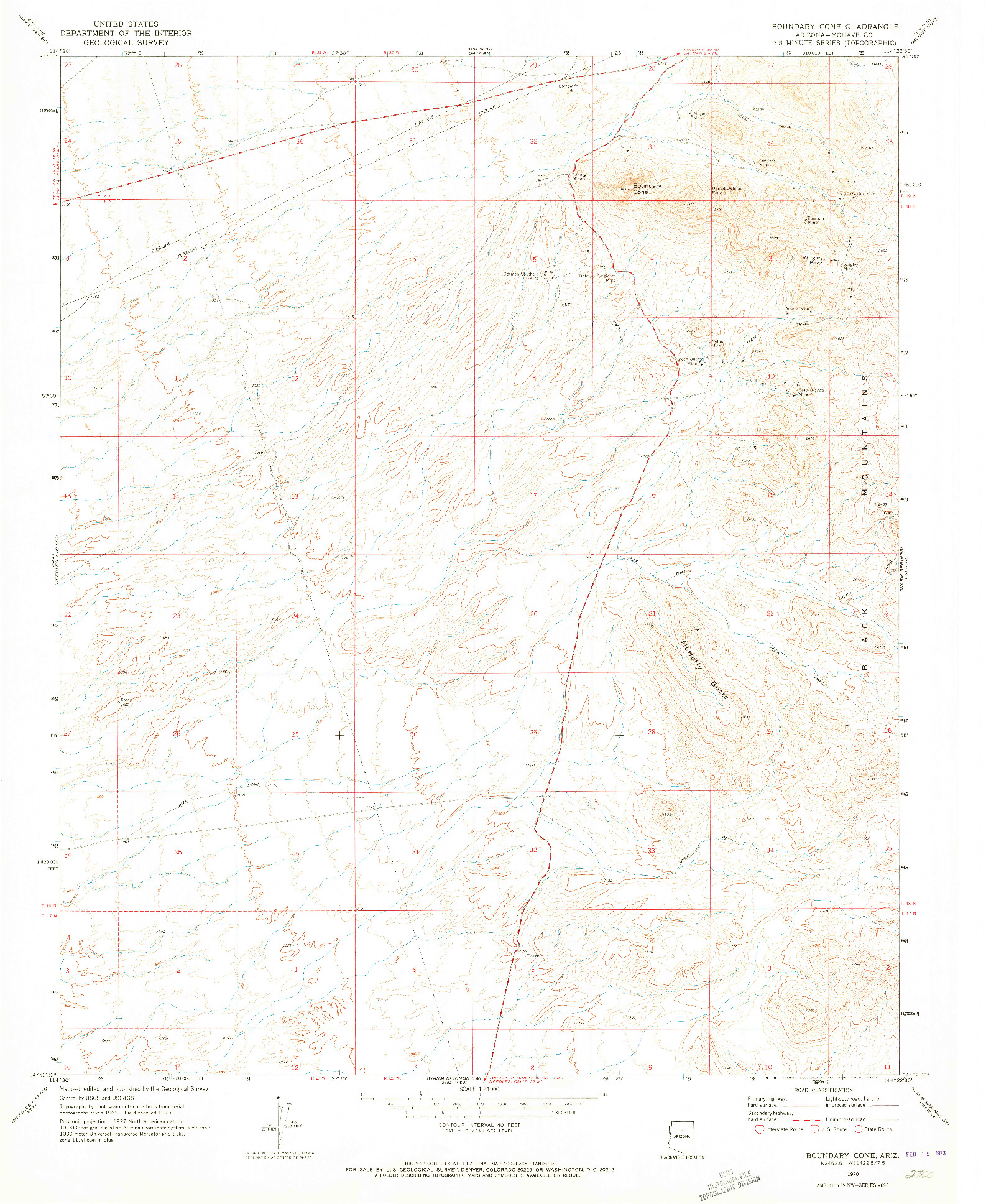 USGS 1:24000-SCALE QUADRANGLE FOR BOUNDARY CONE, AZ 1970