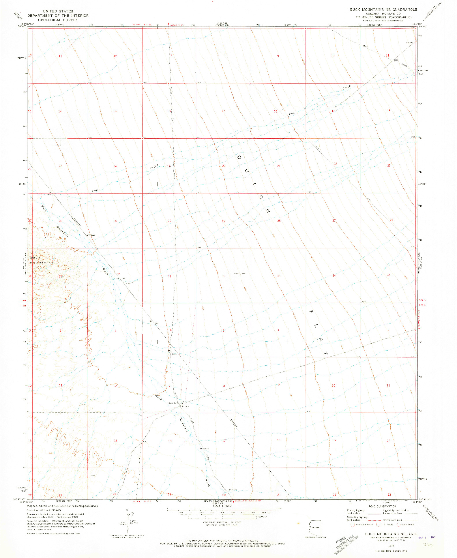 USGS 1:24000-SCALE QUADRANGLE FOR BUCK MOUNTAINS NE, AZ 1970