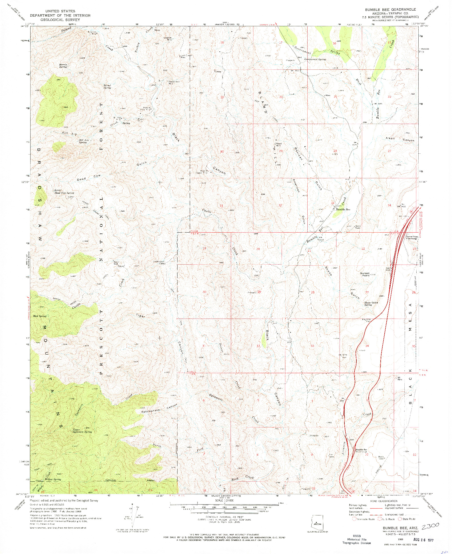 USGS 1:24000-SCALE QUADRANGLE FOR BUMBLE BEE, AZ 1969