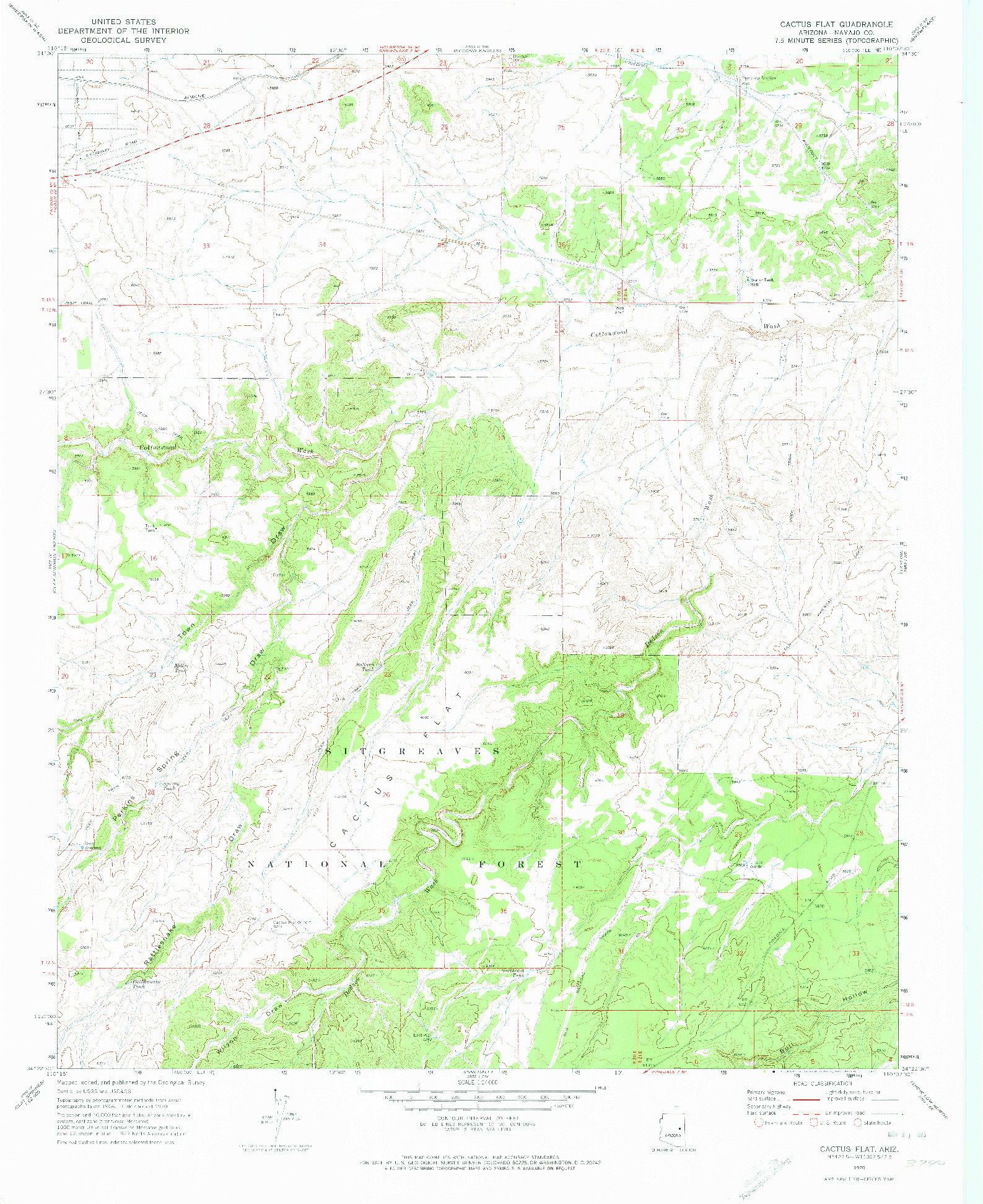 USGS 1:24000-SCALE QUADRANGLE FOR CACTUS FLAT, AZ 1970