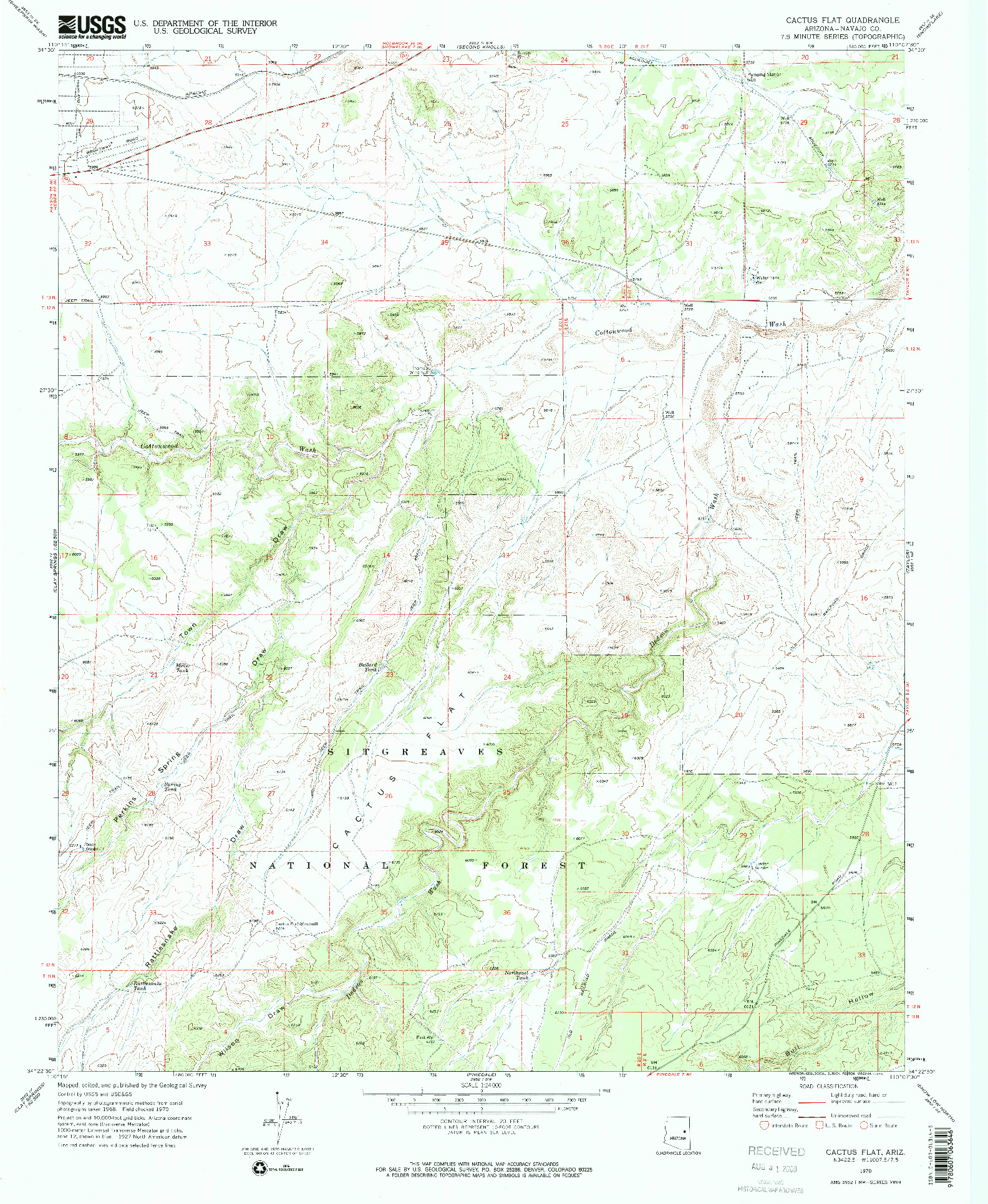 USGS 1:24000-SCALE QUADRANGLE FOR CACTUS FLAT, AZ 1970