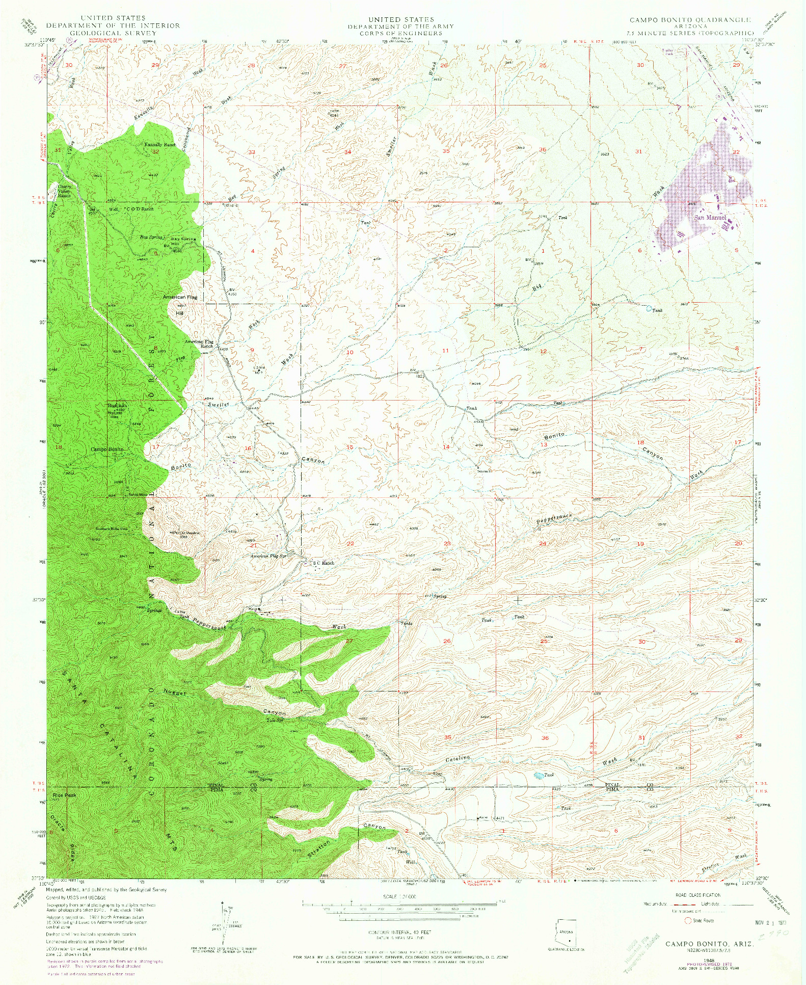 USGS 1:24000-SCALE QUADRANGLE FOR CAMPO BONITO, AZ 1948