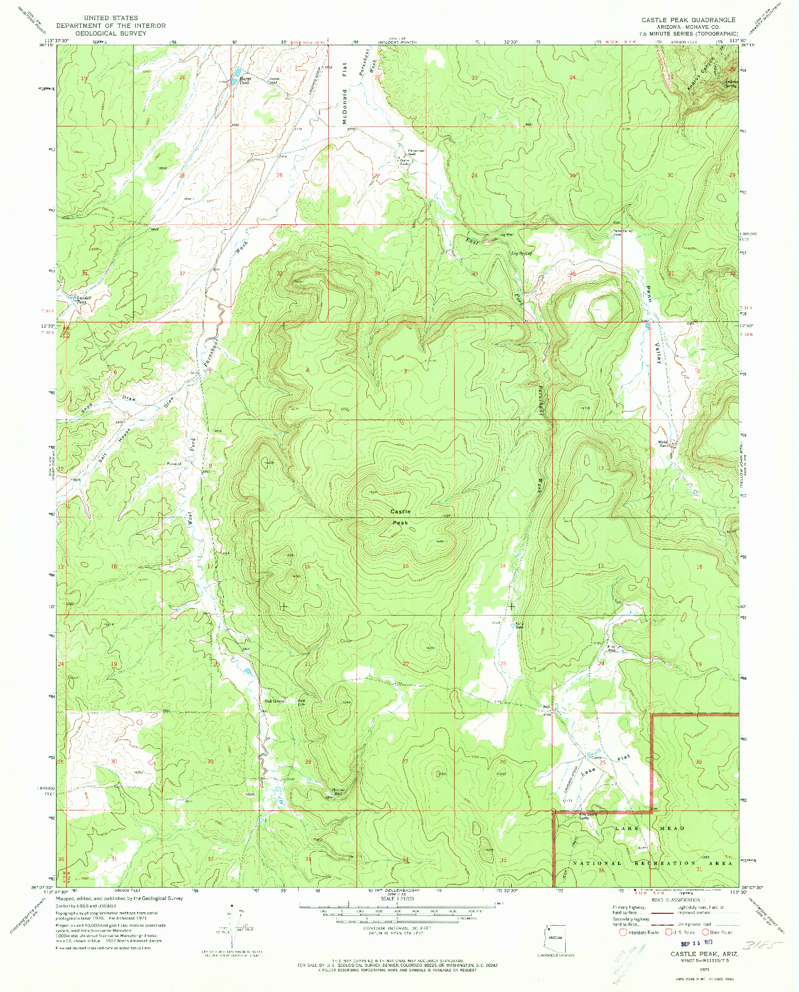USGS 1:24000-SCALE QUADRANGLE FOR CASTLE PEAK, AZ 1971