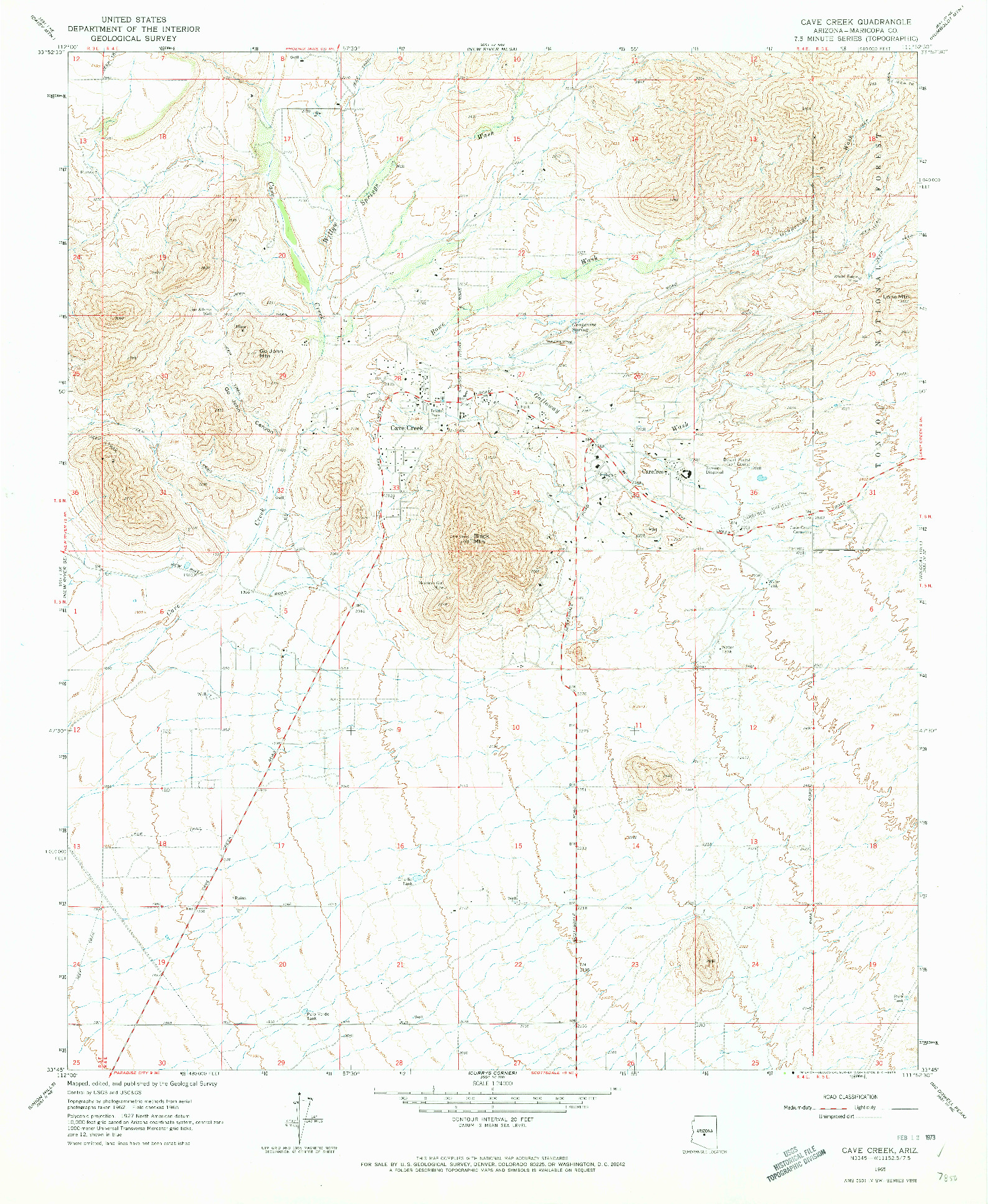 USGS 1:24000-SCALE QUADRANGLE FOR CAVE CREEK, AZ 1965